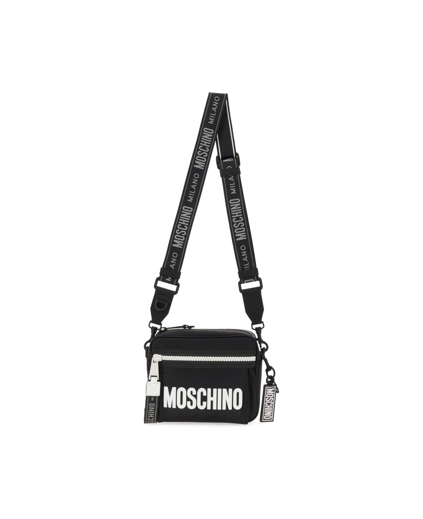 Moschino Shoulder Bag With Logo - BLACK