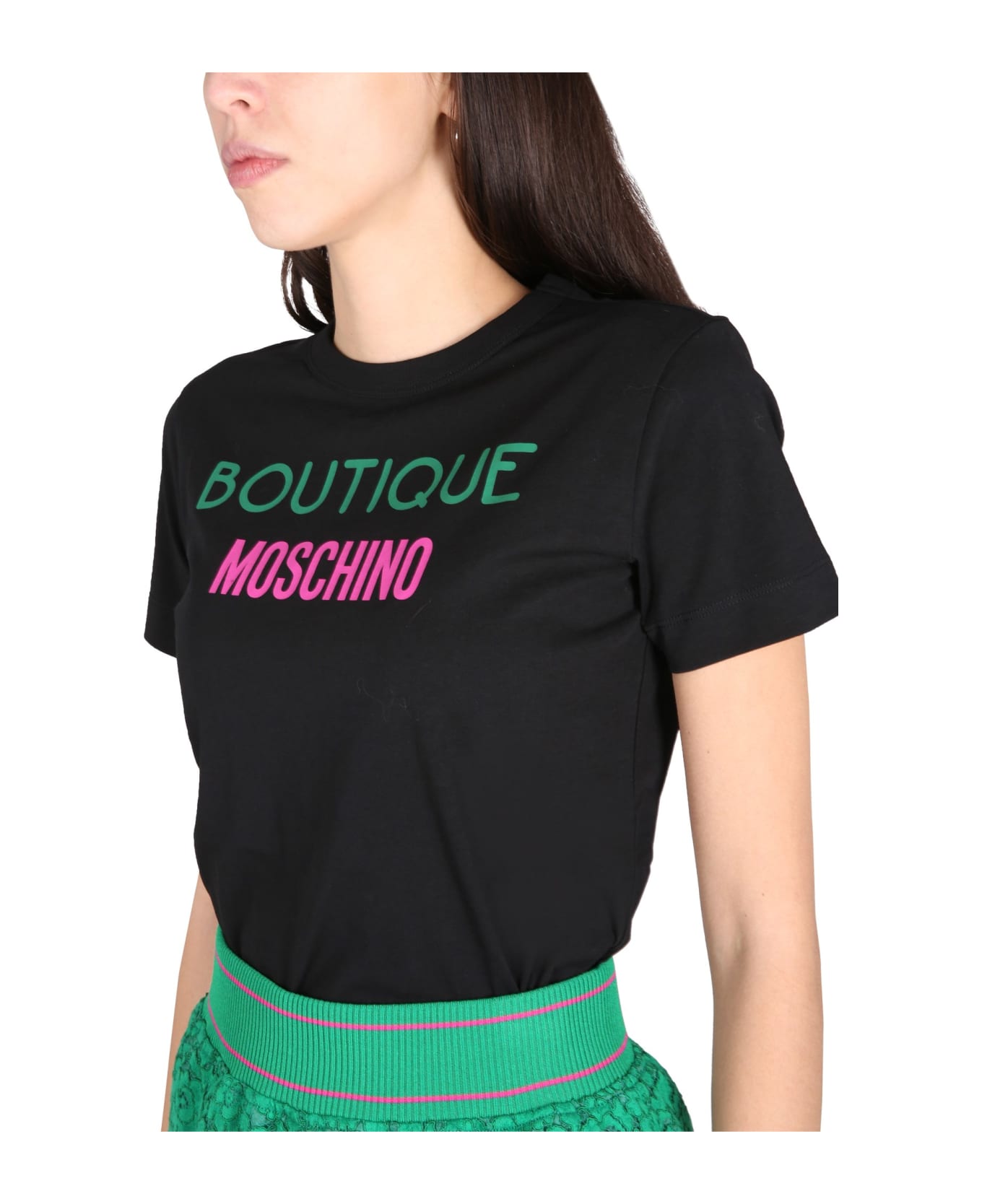 Boutique Moschino Crewneck T-shirt With Logo - Black Tシャツ