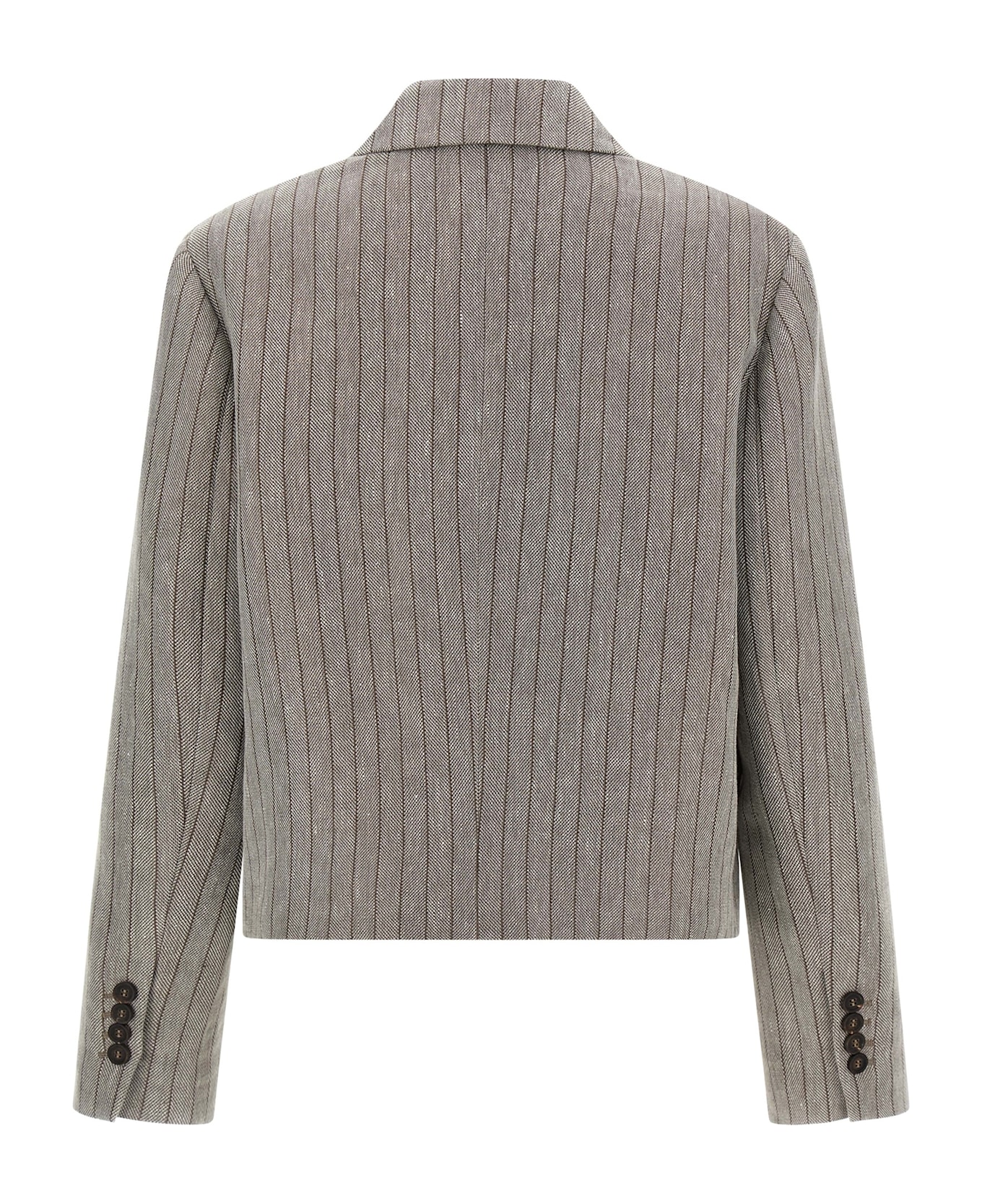 Brunello Cucinelli Pinstriped Chevron Blazer - Gray