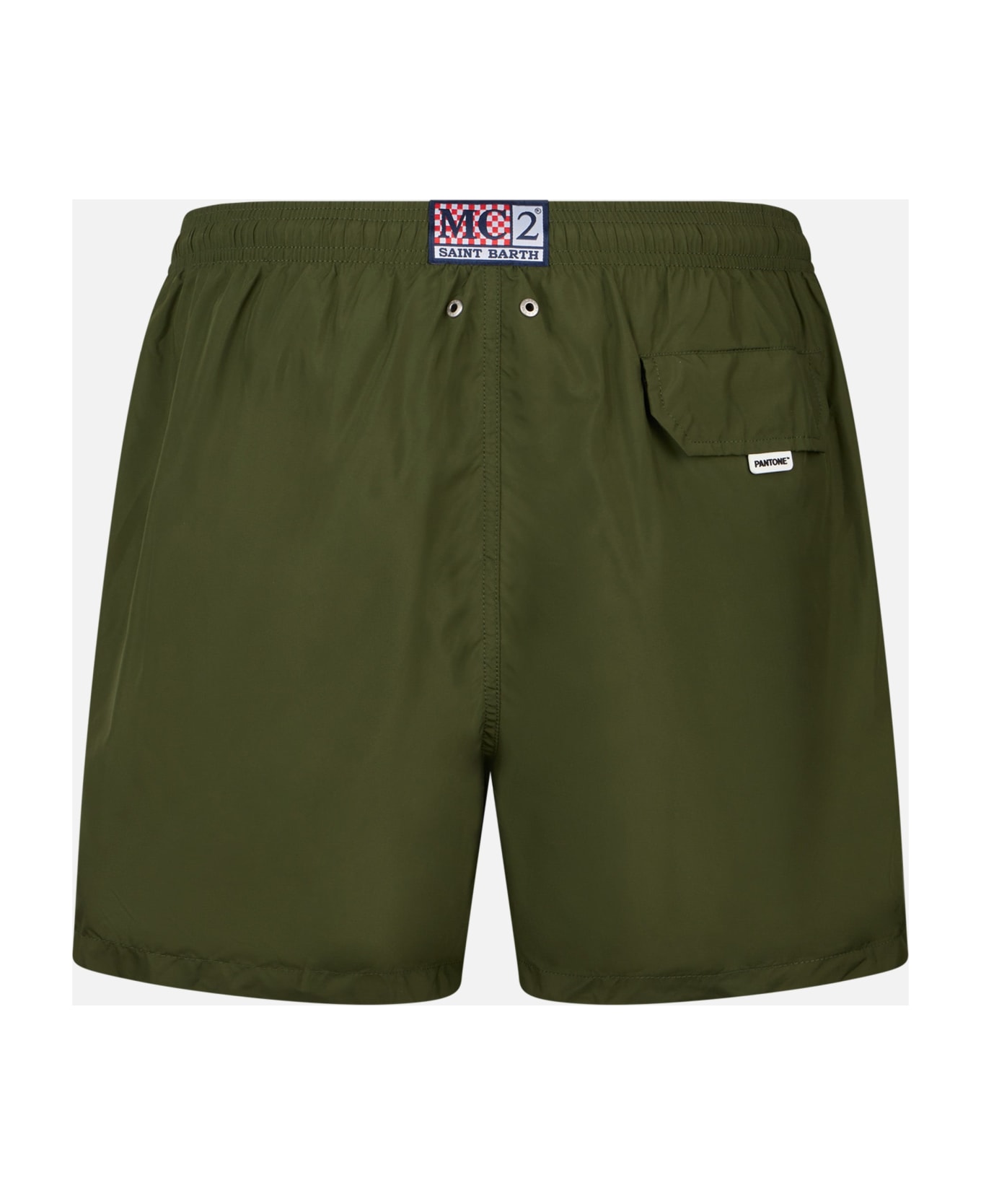 MC2 Saint Barth Man Lightweight Fabric Military Green Swim Shorts Lighting Pantone | Pantone® Special Edition - GREEN