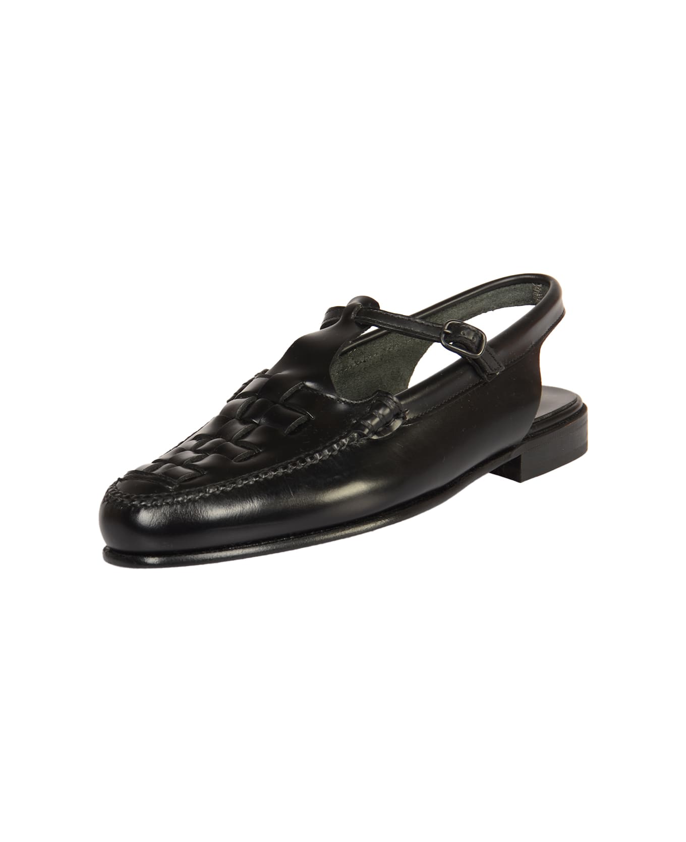 Hereu Tread Sole Slingback Loafers - Black