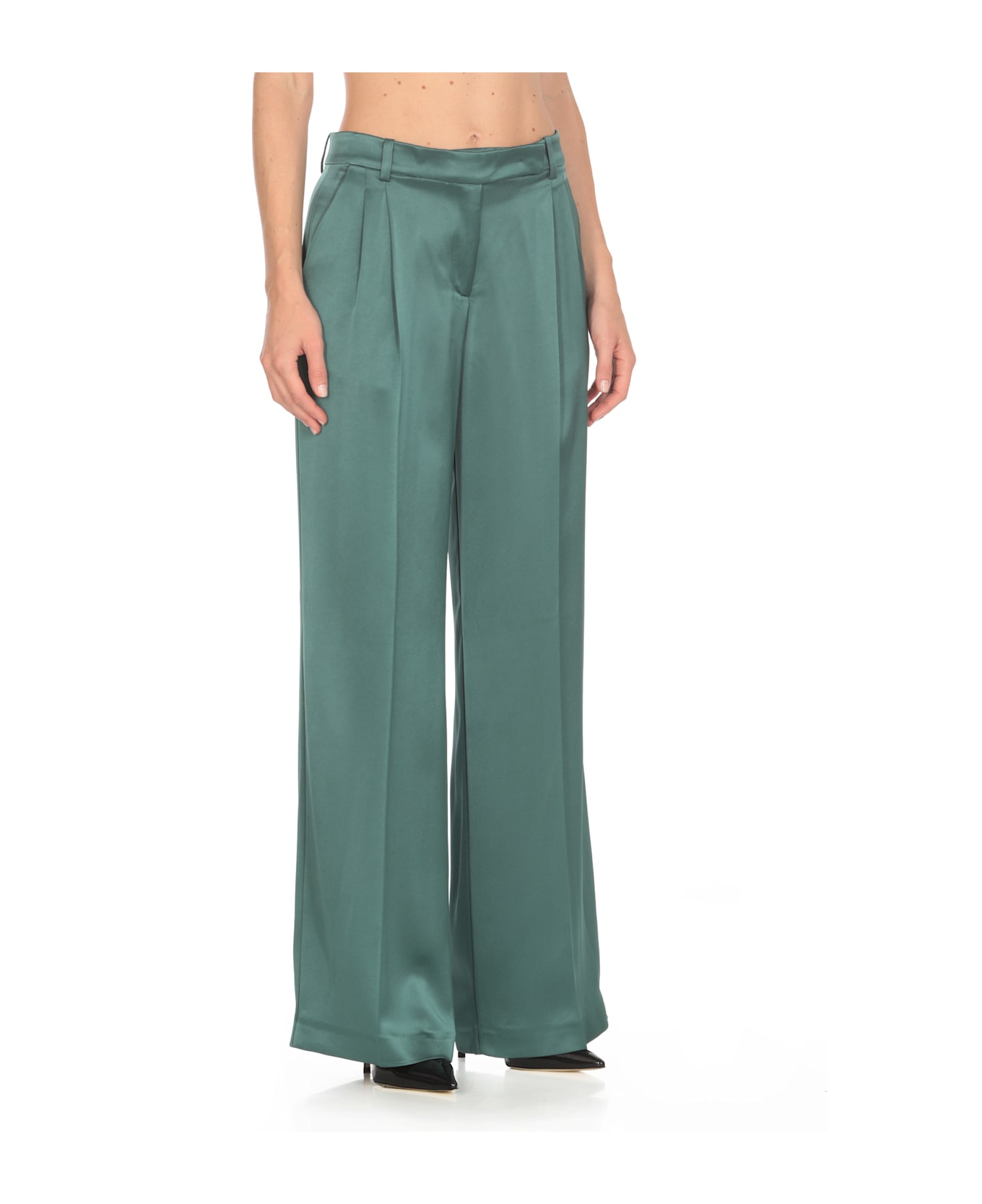 Pinko Satin Fabric Pants - Green