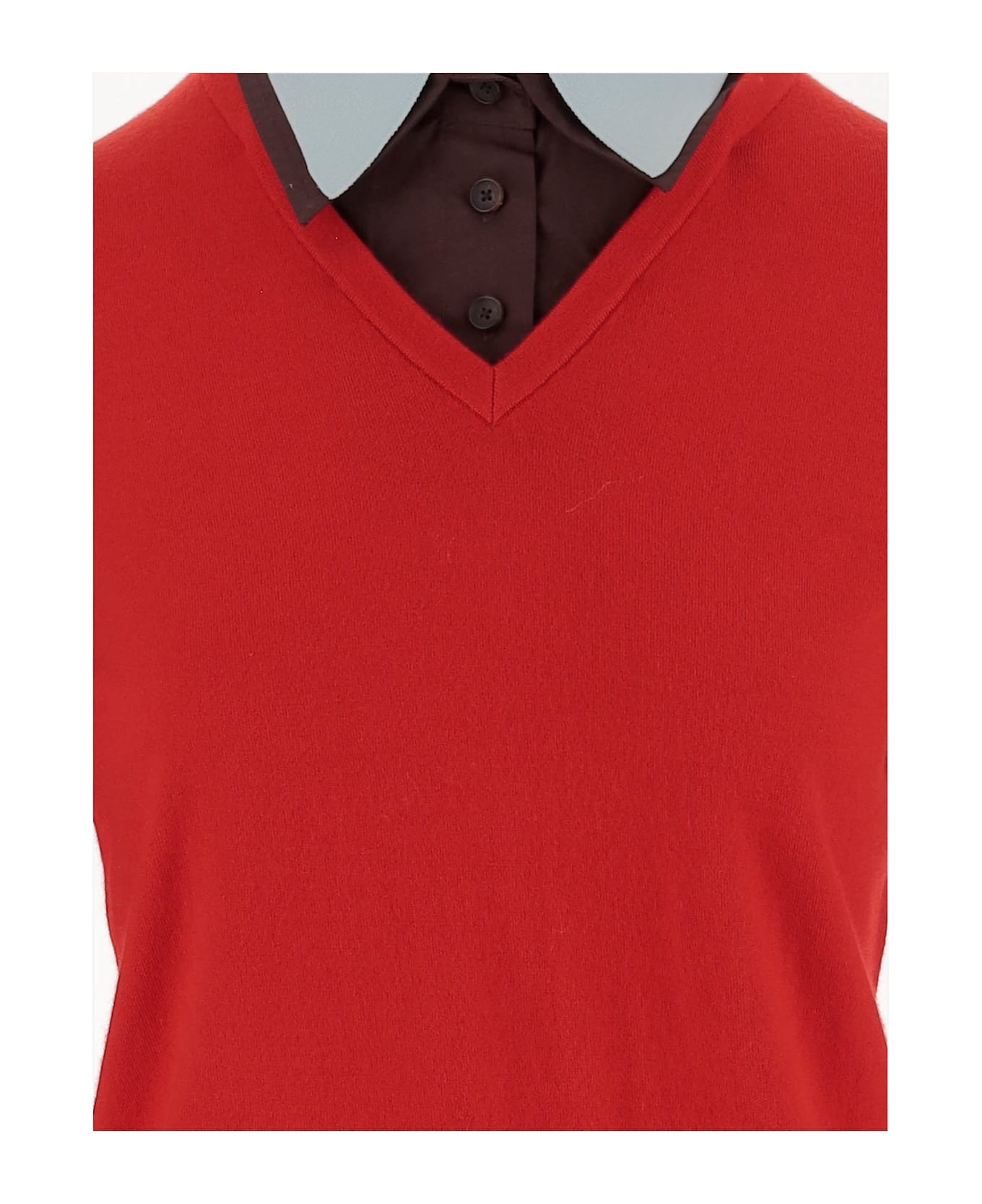 Tory Burch Wool Blend Sweater With Removable Collar - Red