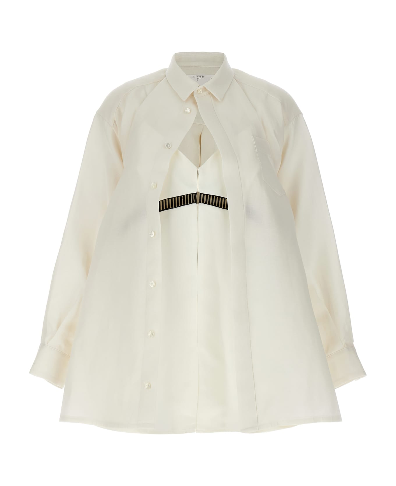 Sacai Overlapping Shirt Silk Dress - White