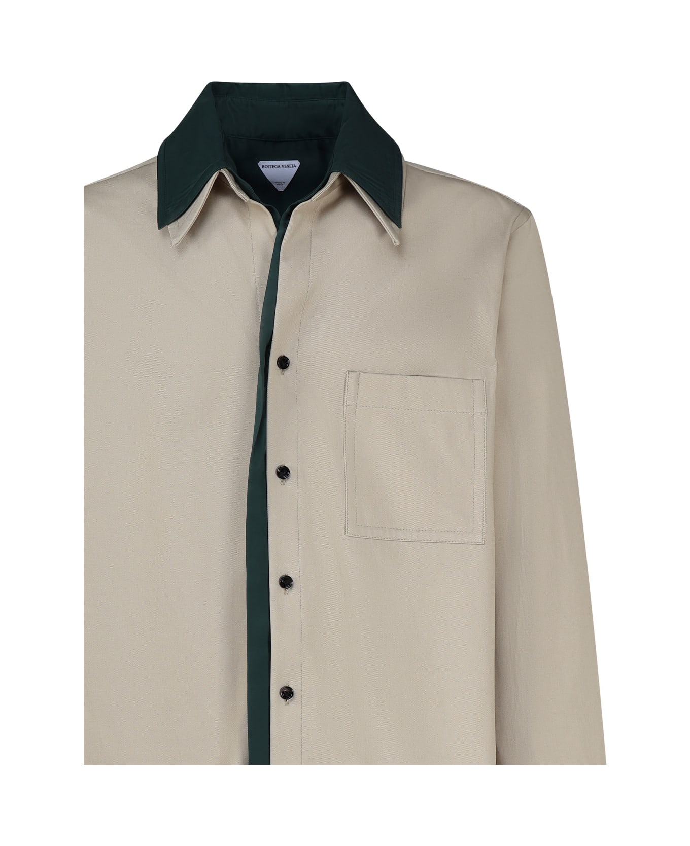 Bottega Veneta Double Layer Cotton Twill Shirt - Travertine/inkwell