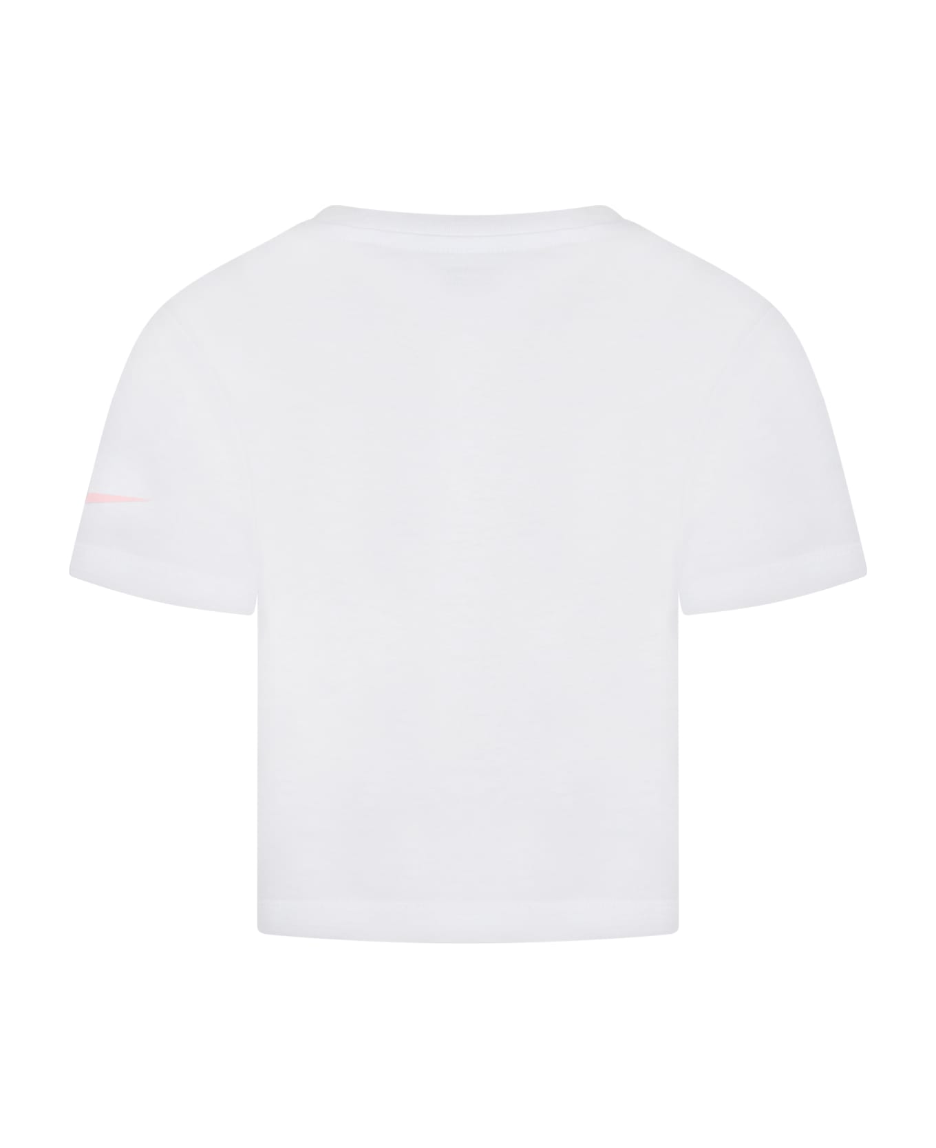 Nike White T-shirt For Girl With Iconic Swoosh - White