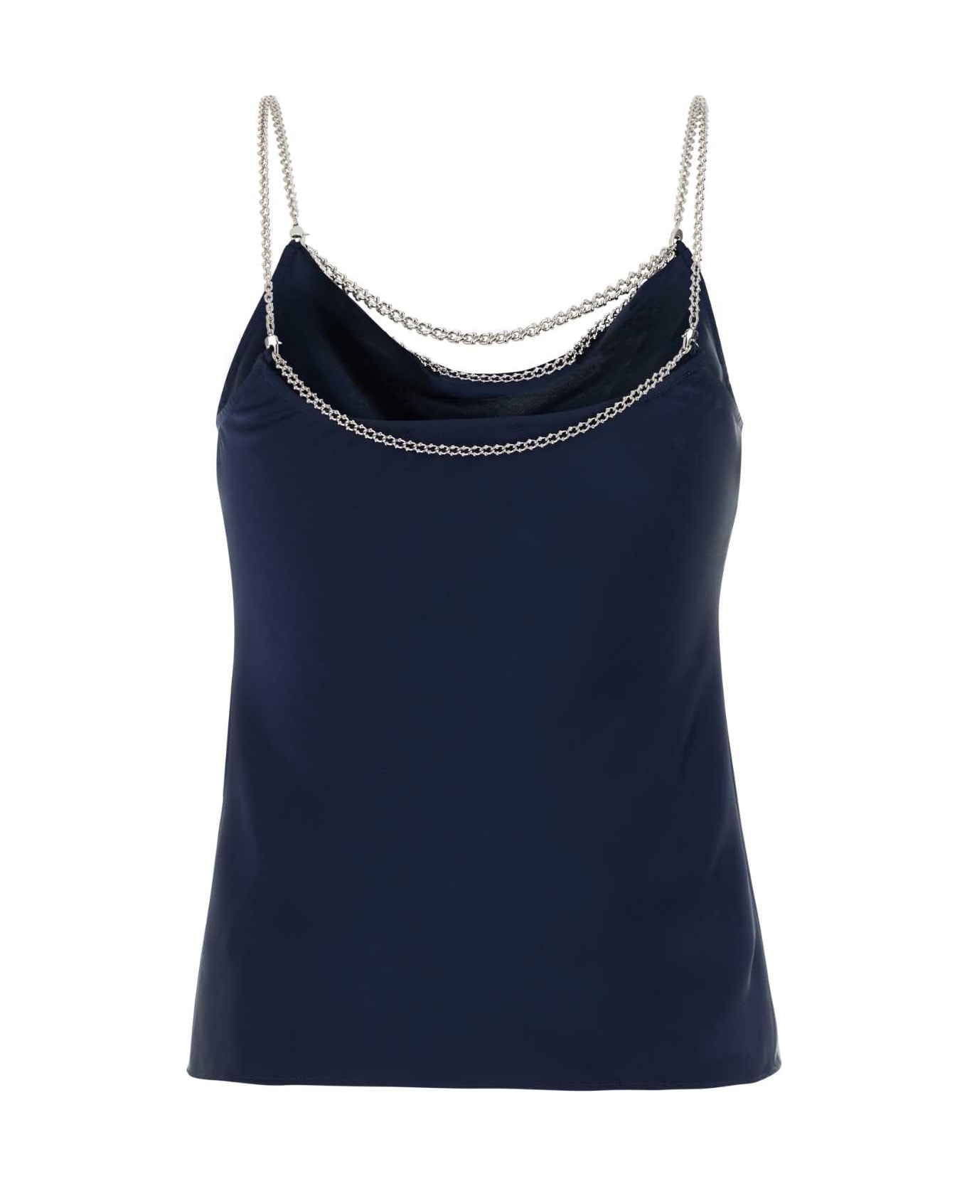 Paco Rabanne Blue Satin Tank Top - DEEPNAVY