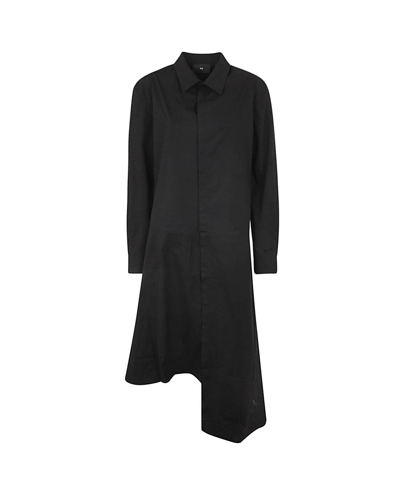 Y-3 Long Sleeves Polo Neck Midi Dress - Black