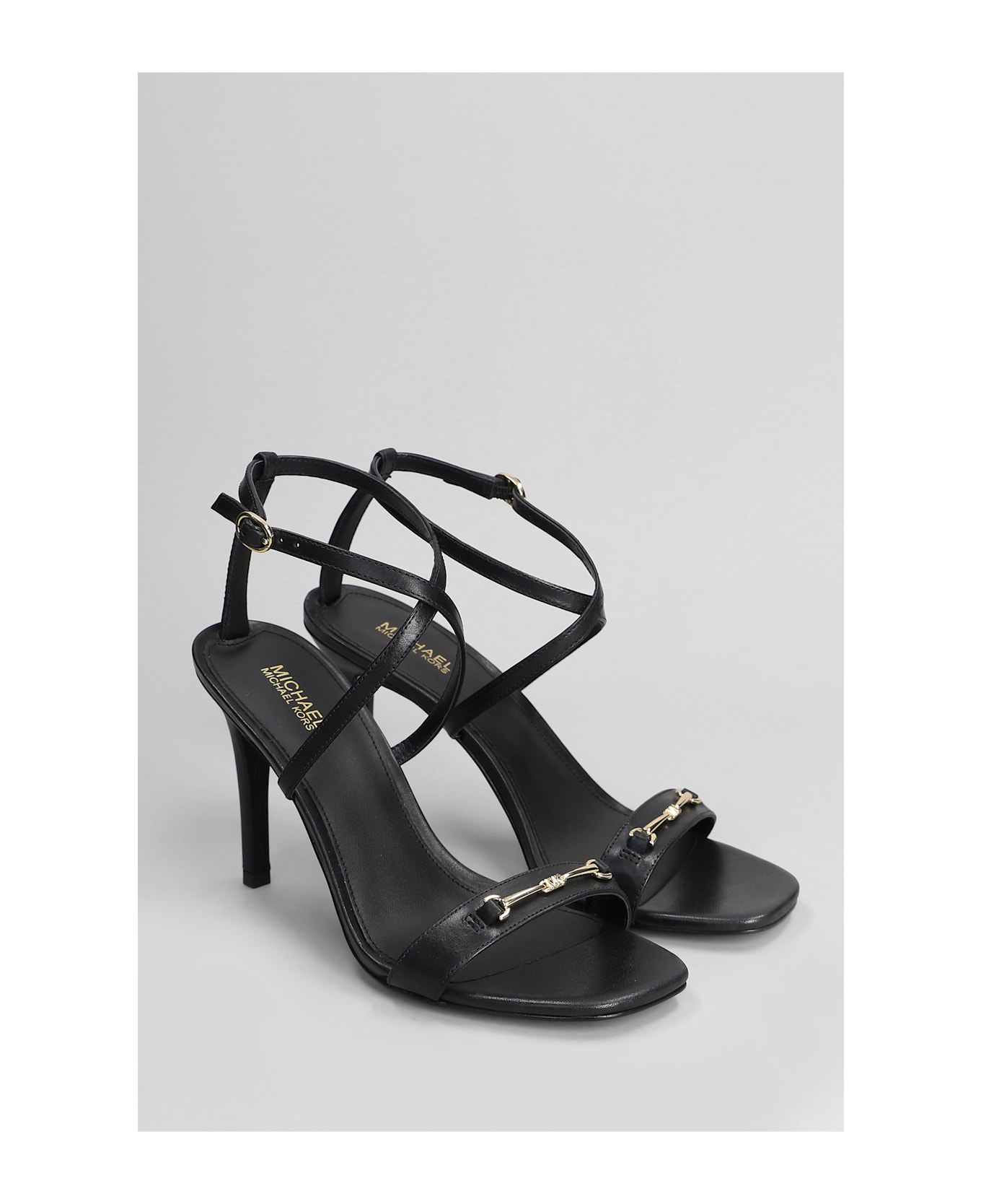 Michael Kors Lena Sandals In Black Leather - black