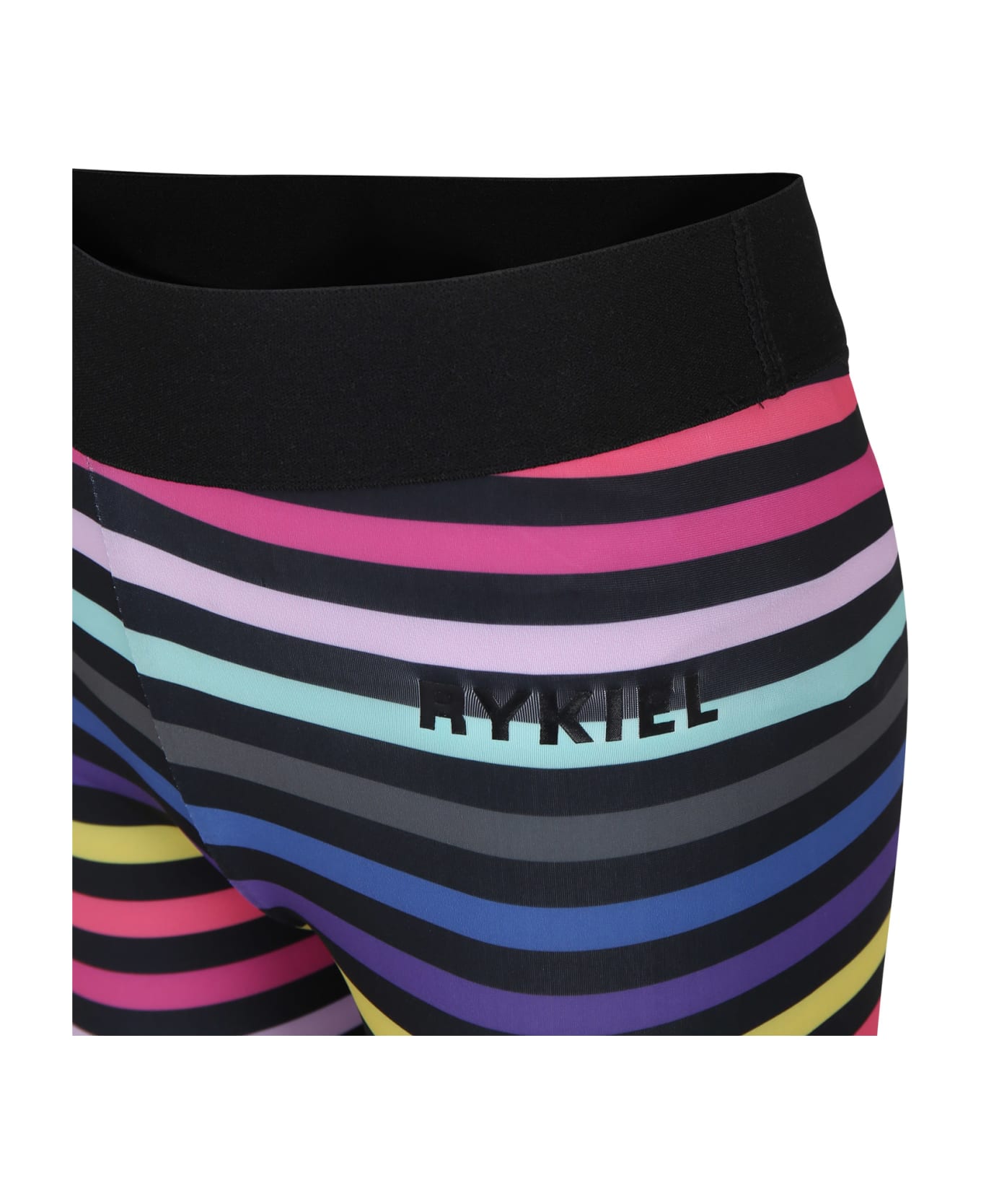 Rykiel Enfant Black Leggings For Girl With Logo - Multicolor ボトムス