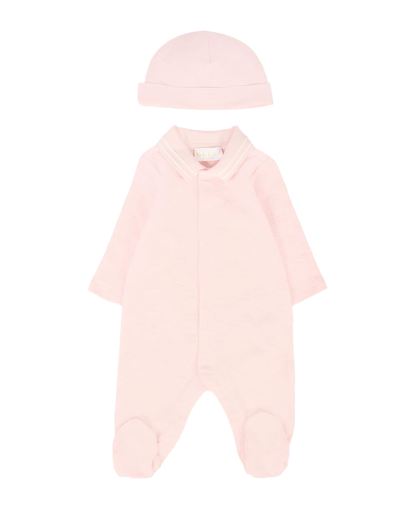 Gucci Pink Set For Baby Girl With Gg Motif - Pink