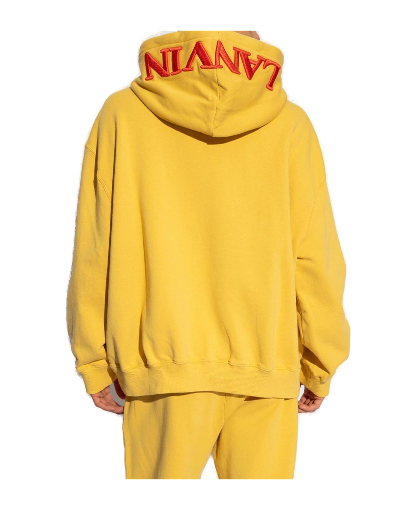 Lanvin X Future Logo Embroidered Drop-shoulder Hoodie - YELLOW
