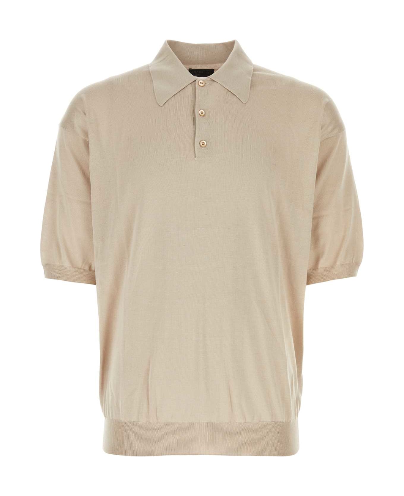 Prada Sand Silk Polo Shirt - CALCE