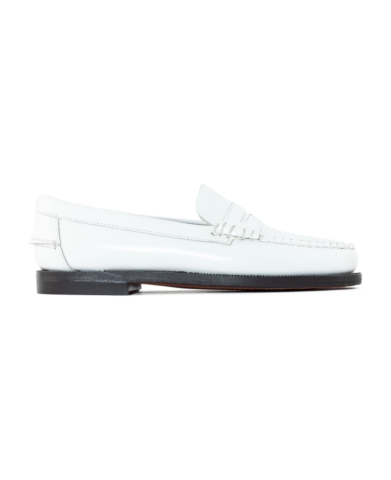 Sebago White Smooth Grain Leather Loafer - White