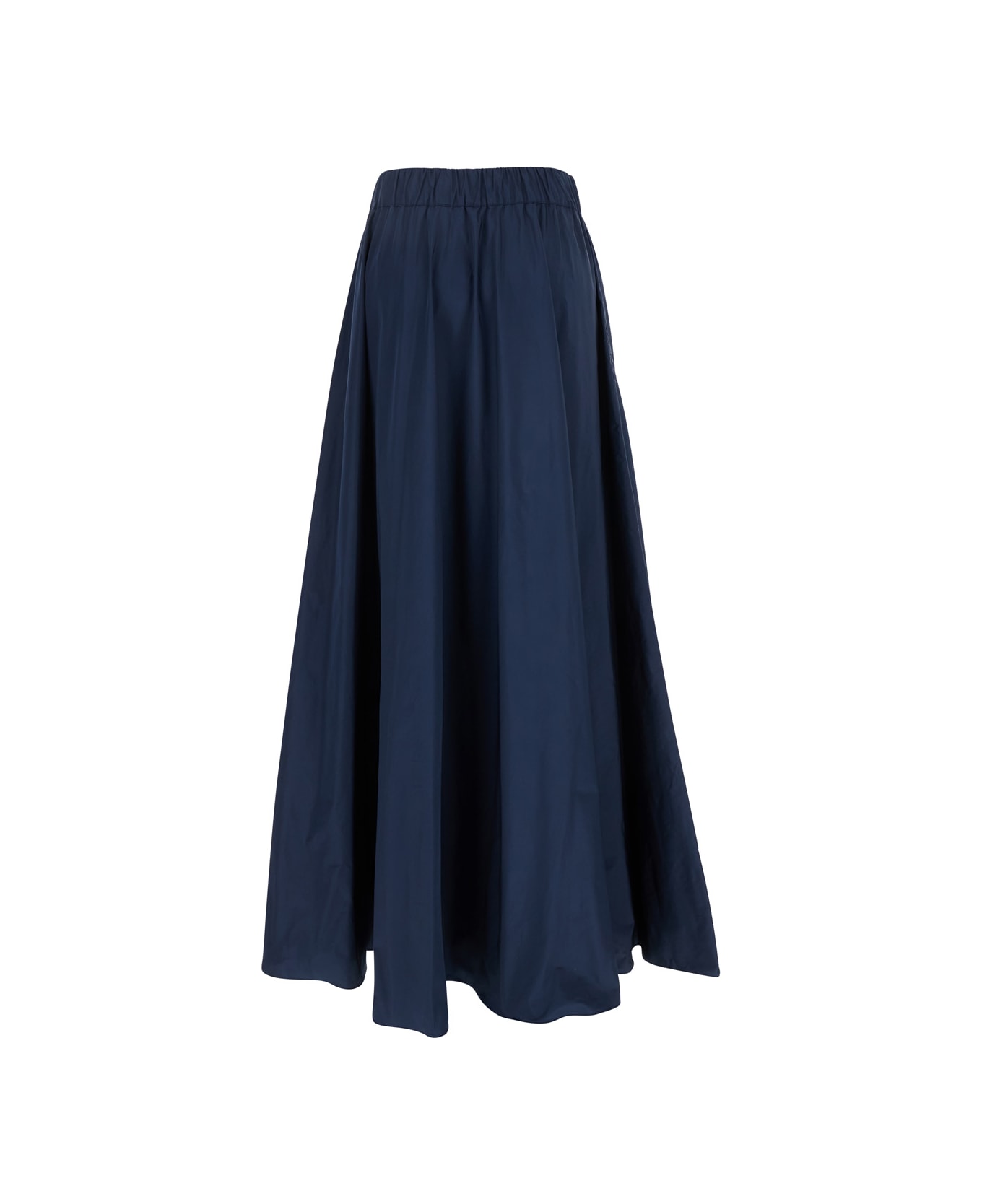 Parosh Midi Skirt With Elastic Waist And Ruffle Design - Blue
