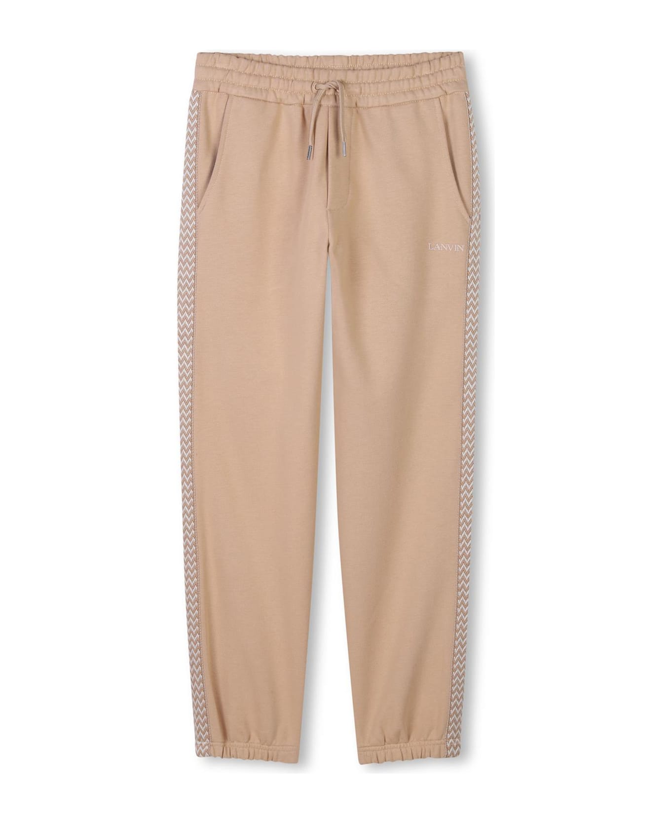 Lanvin Pantaloni Sportivi Con Ricamo - Beige