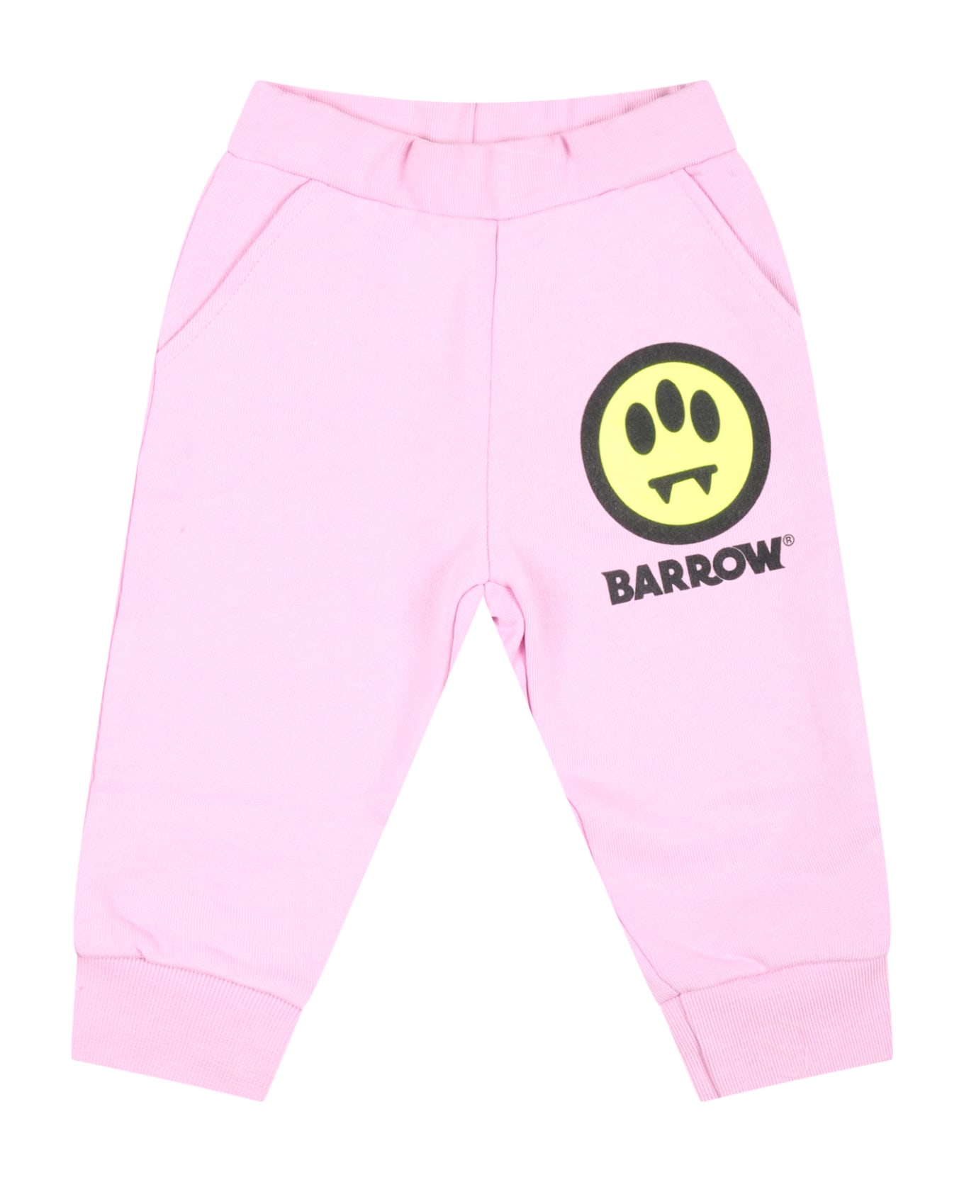 Barrow Pink Sweatpants For Baby Girl With Logo - Pink
