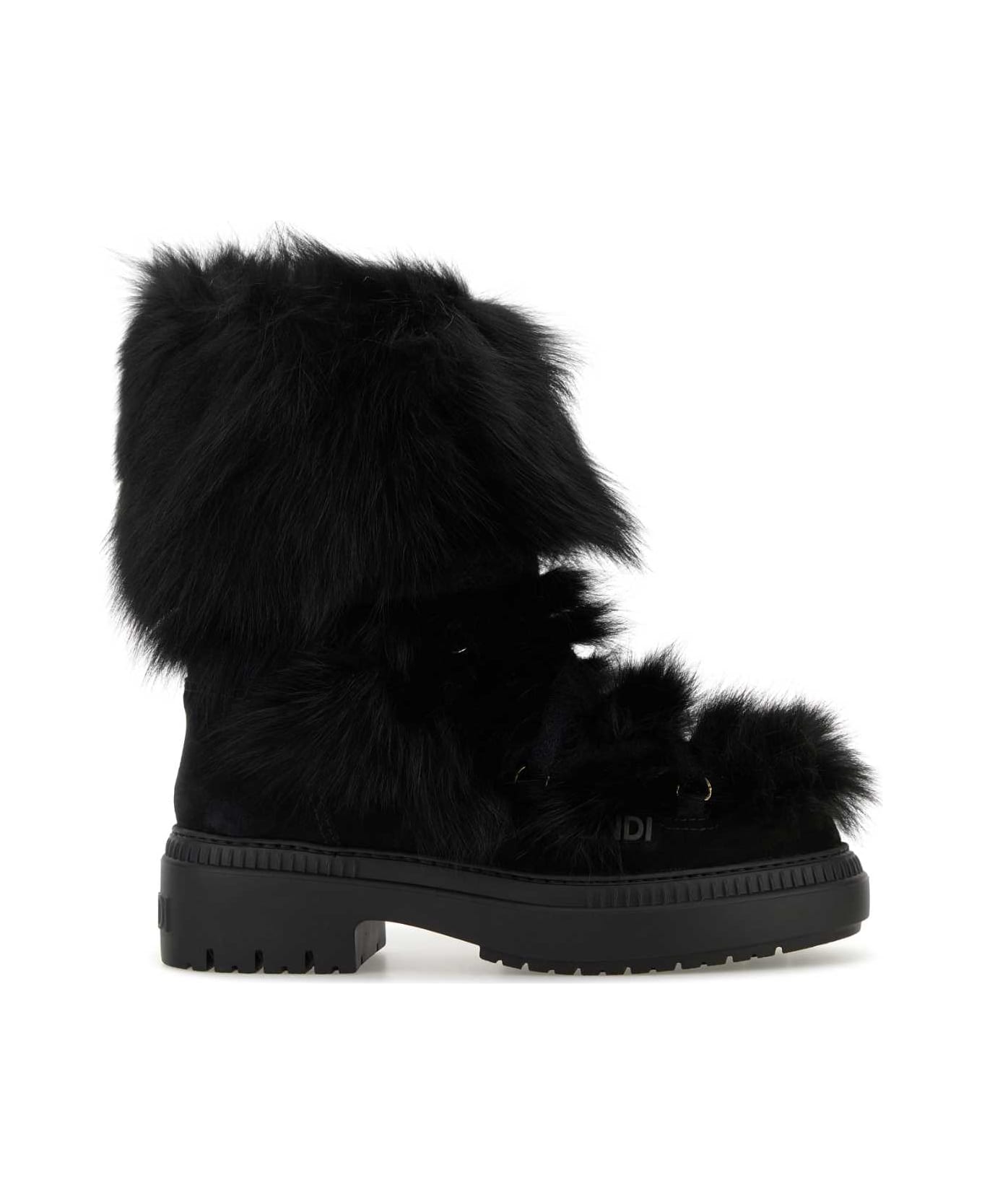 Fendi Black Fur And Suede Apres Chic Boots - NERO+NERO ANTRACITE