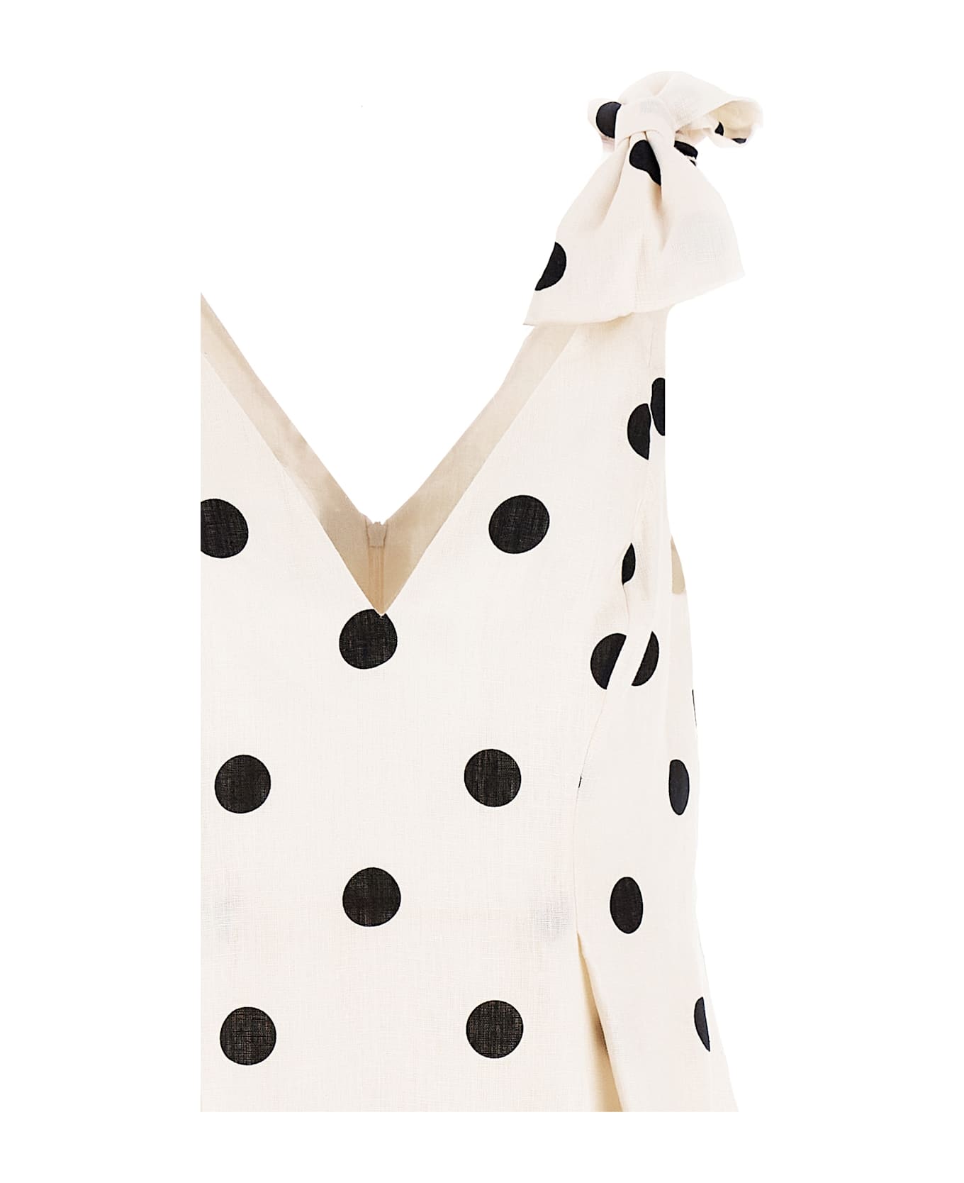 Zimmermann Crush Midi Dress - Cream/black Dot