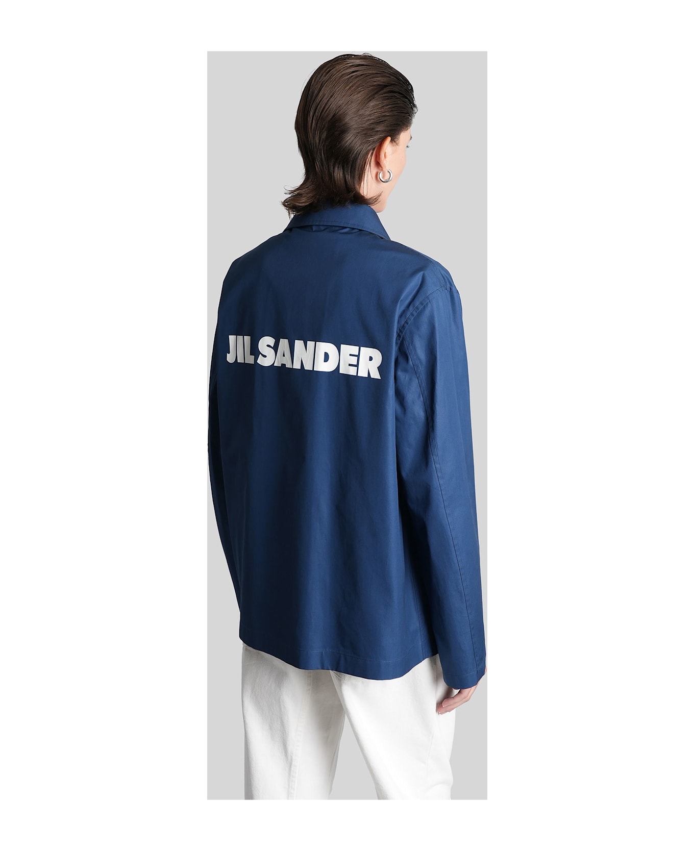 Jil Sander Blouson 03 Casual Jacket In Blue Cotton - blue