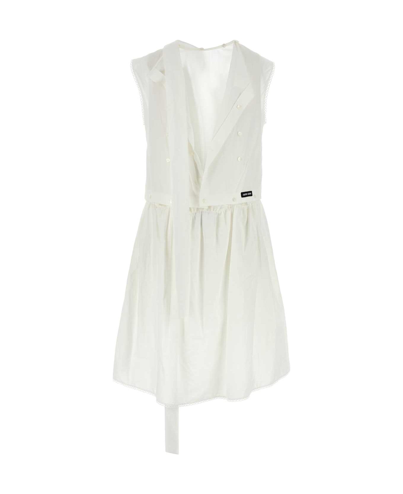 Miu Miu White Poplin Dress - BIANCO