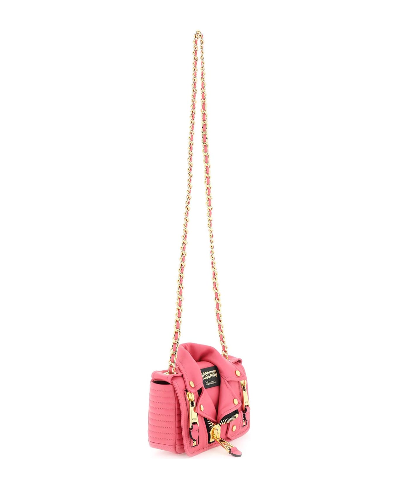 Moschino Nappa Small Biker Shoulder Bag - VIOLA (Pink)