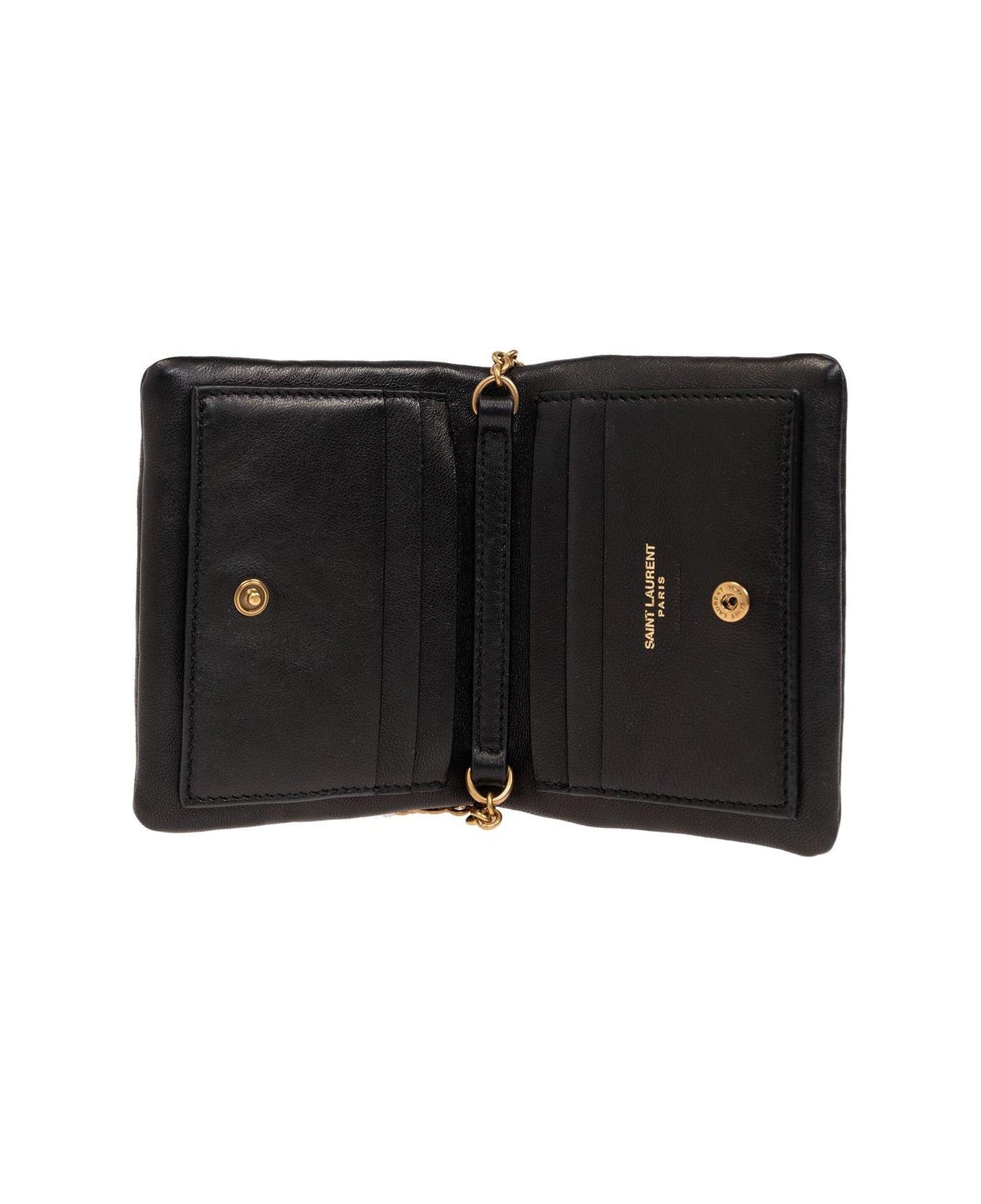 Saint Laurent Calypso Logo Plaque Padded Wallet - Black