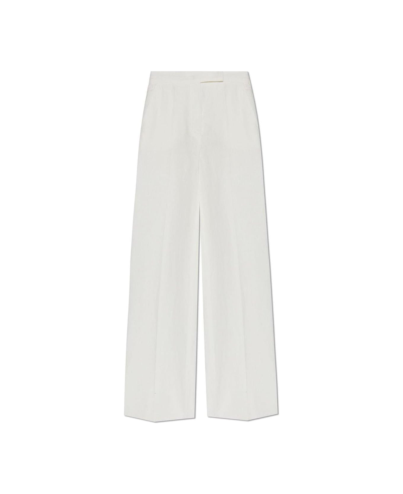 Max Mara Pleat Detailed Wide Leg Trousers - White