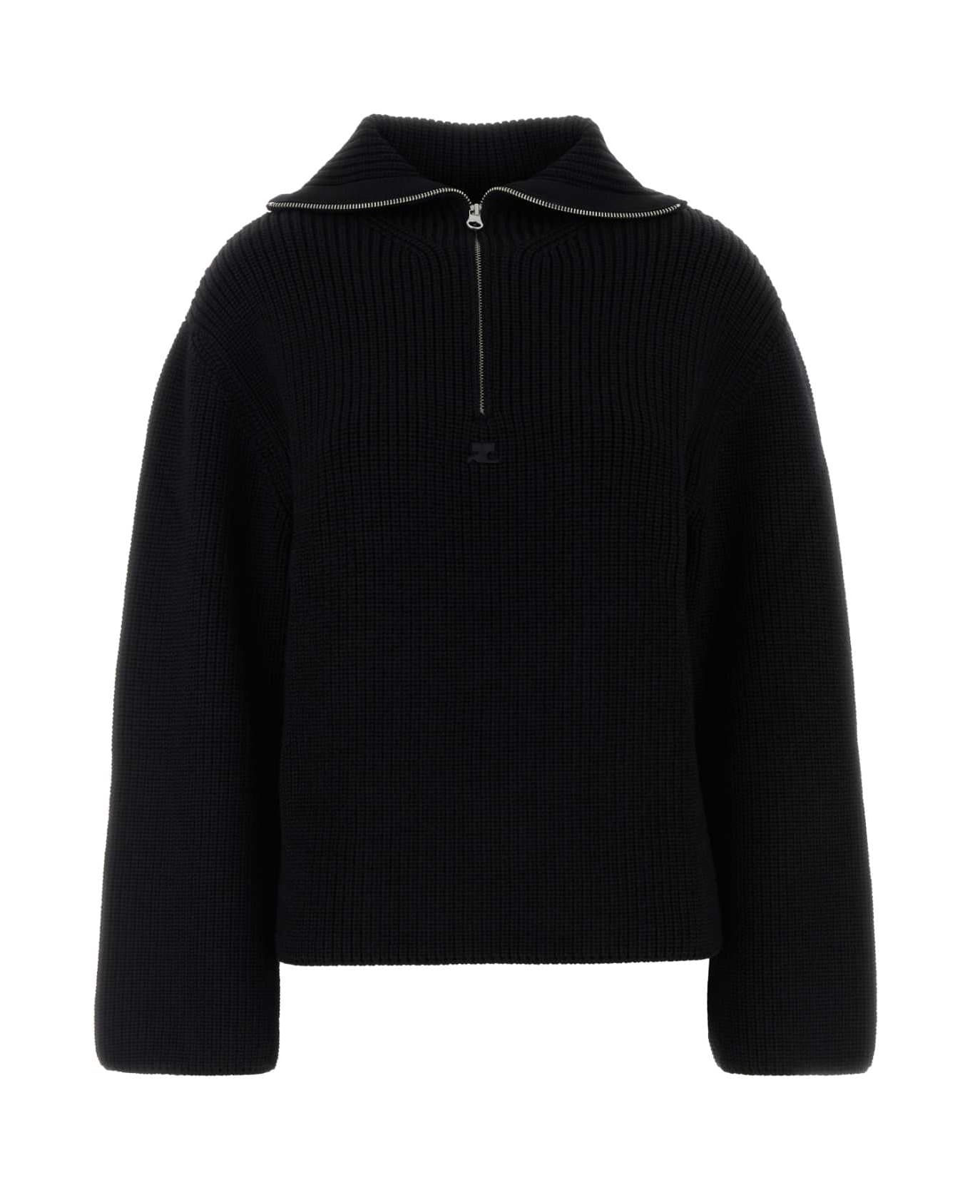 Courrèges Black Wool Oversize Sweater - Black