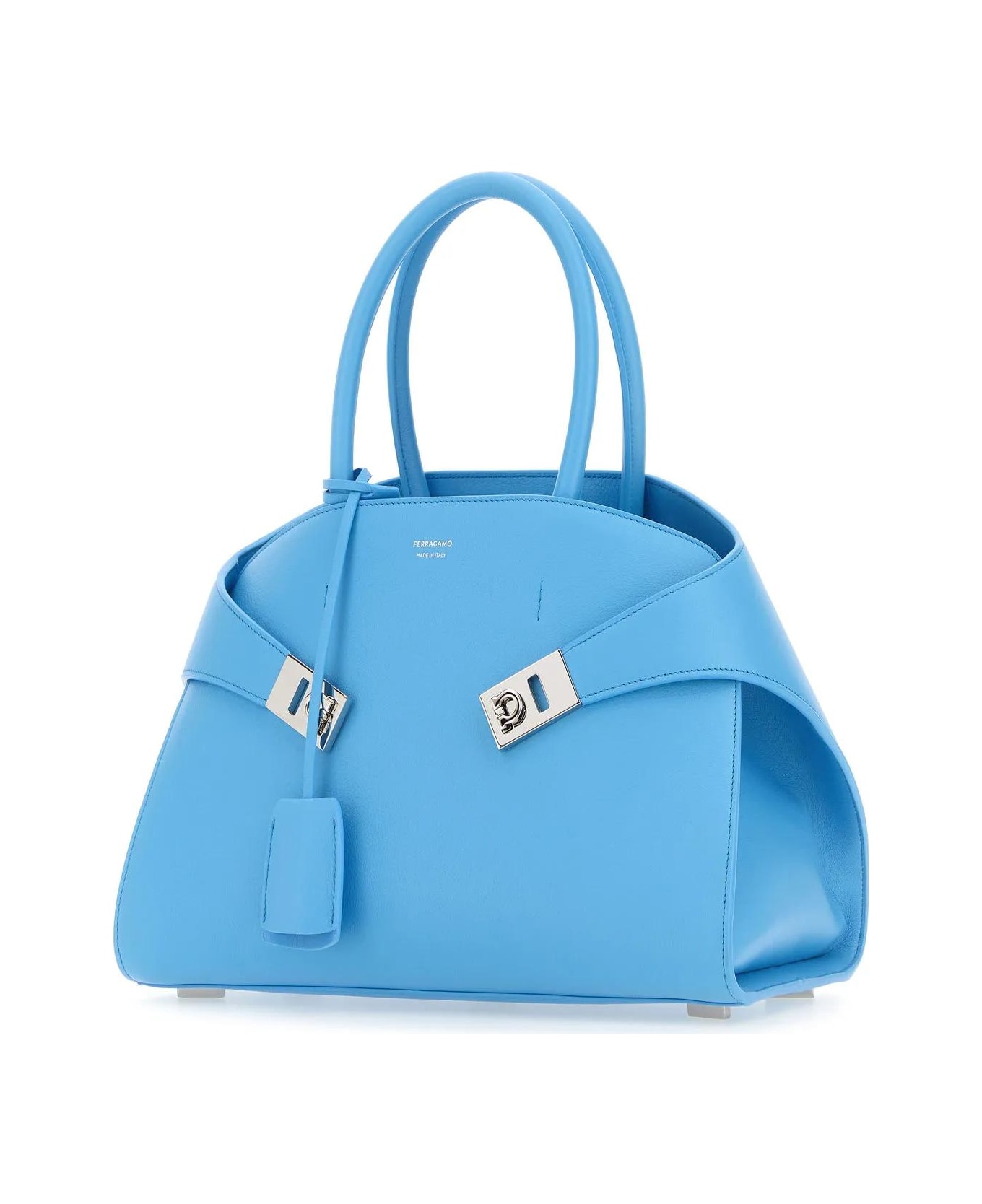 Ferragamo Turquoise Leather Small Hug Handbag - Gnawed Blue