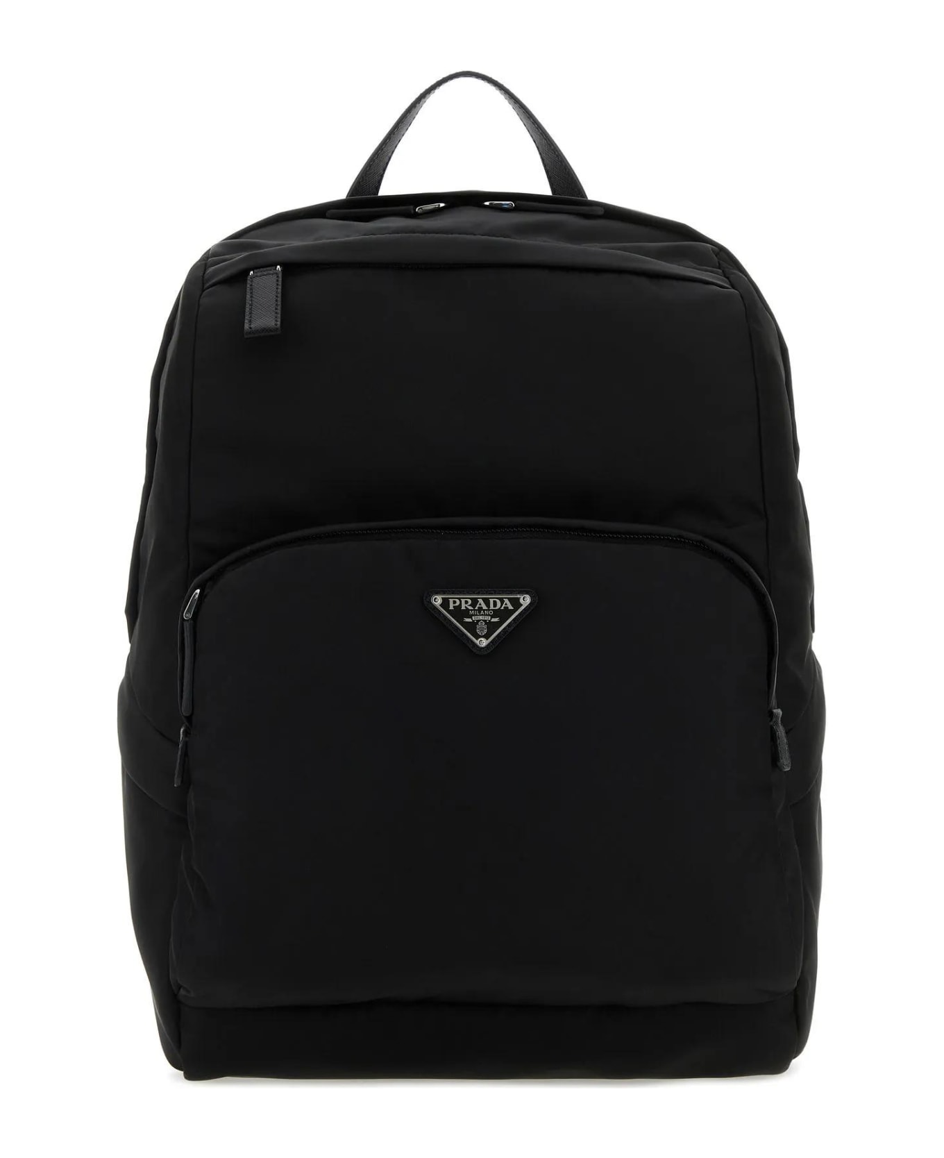 Prada Black Re-nylon And Leather Backpack