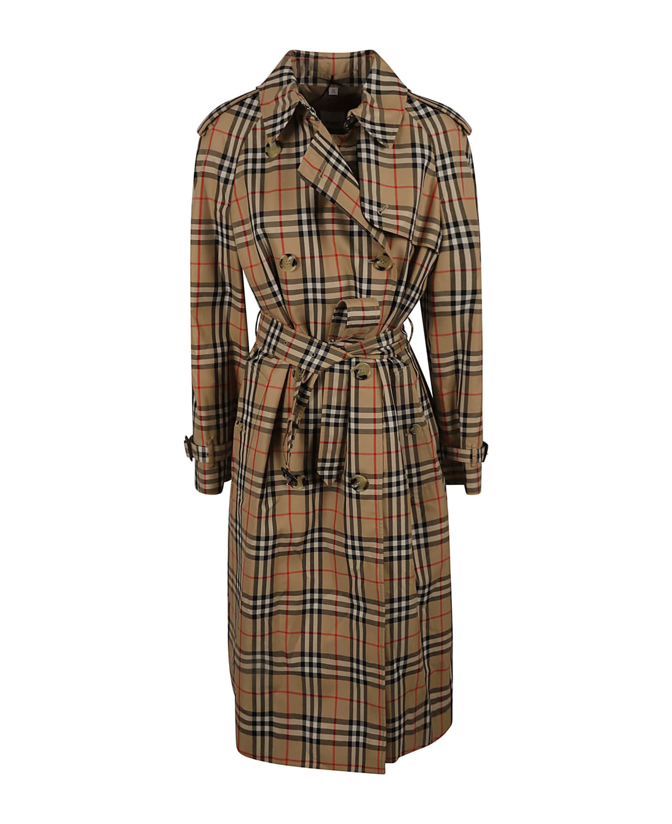 Burberry Check Belted Trench - Archive Beige