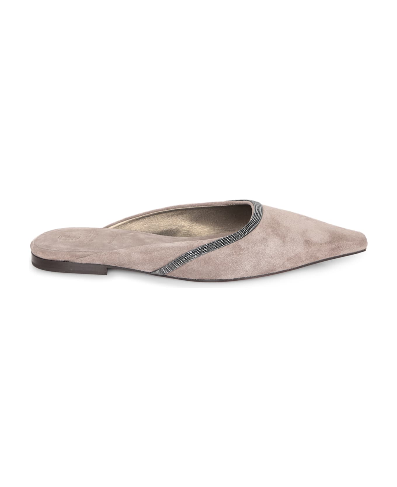 Brunello Cucinelli Beige Suede Mules - Beige