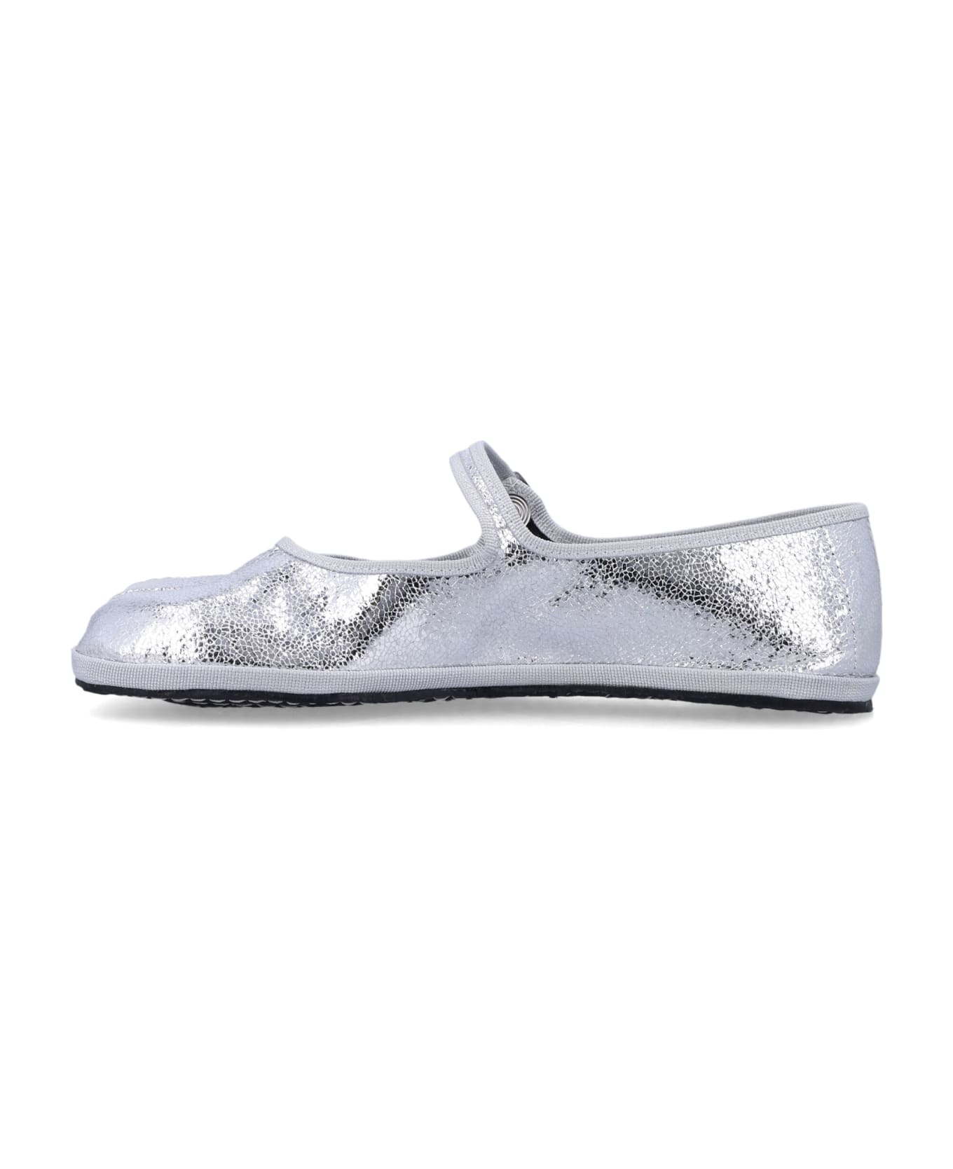 Drogheria Crivellini Fu-tabi Laminated Leather Flat Shoes - SILVER