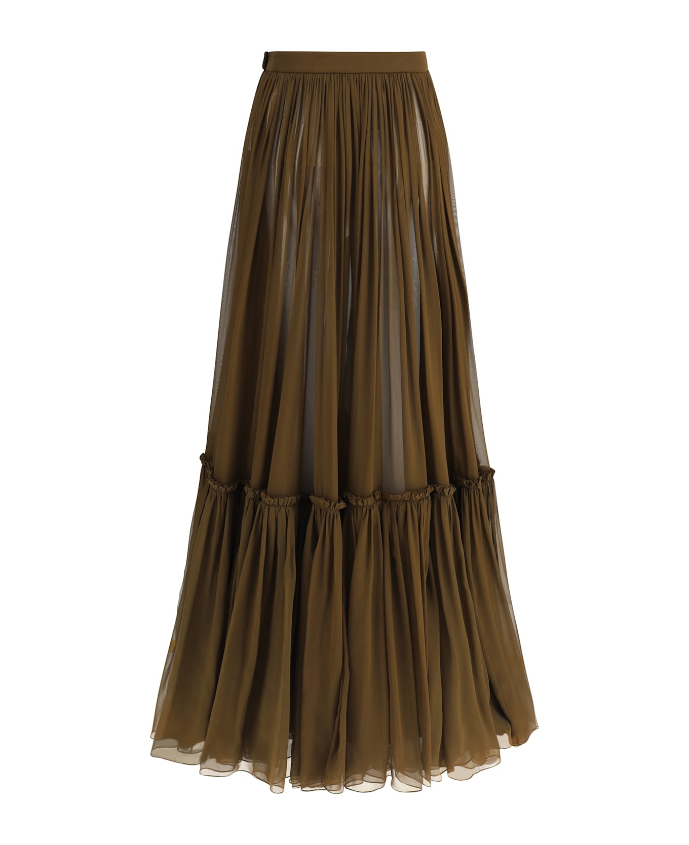 Saint Laurent Flounced Long Skirt