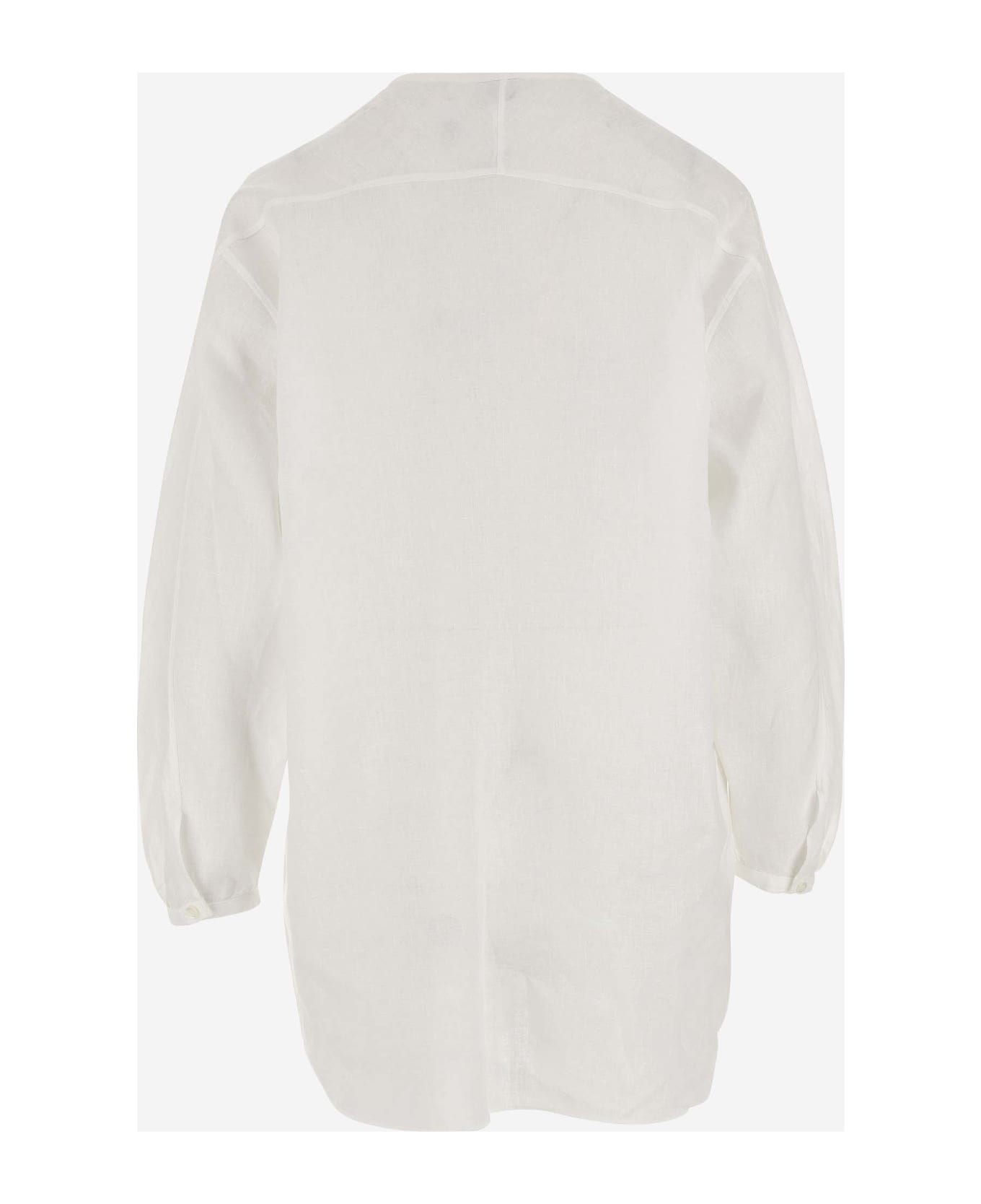 Aspesi Long Linen Shirt - White
