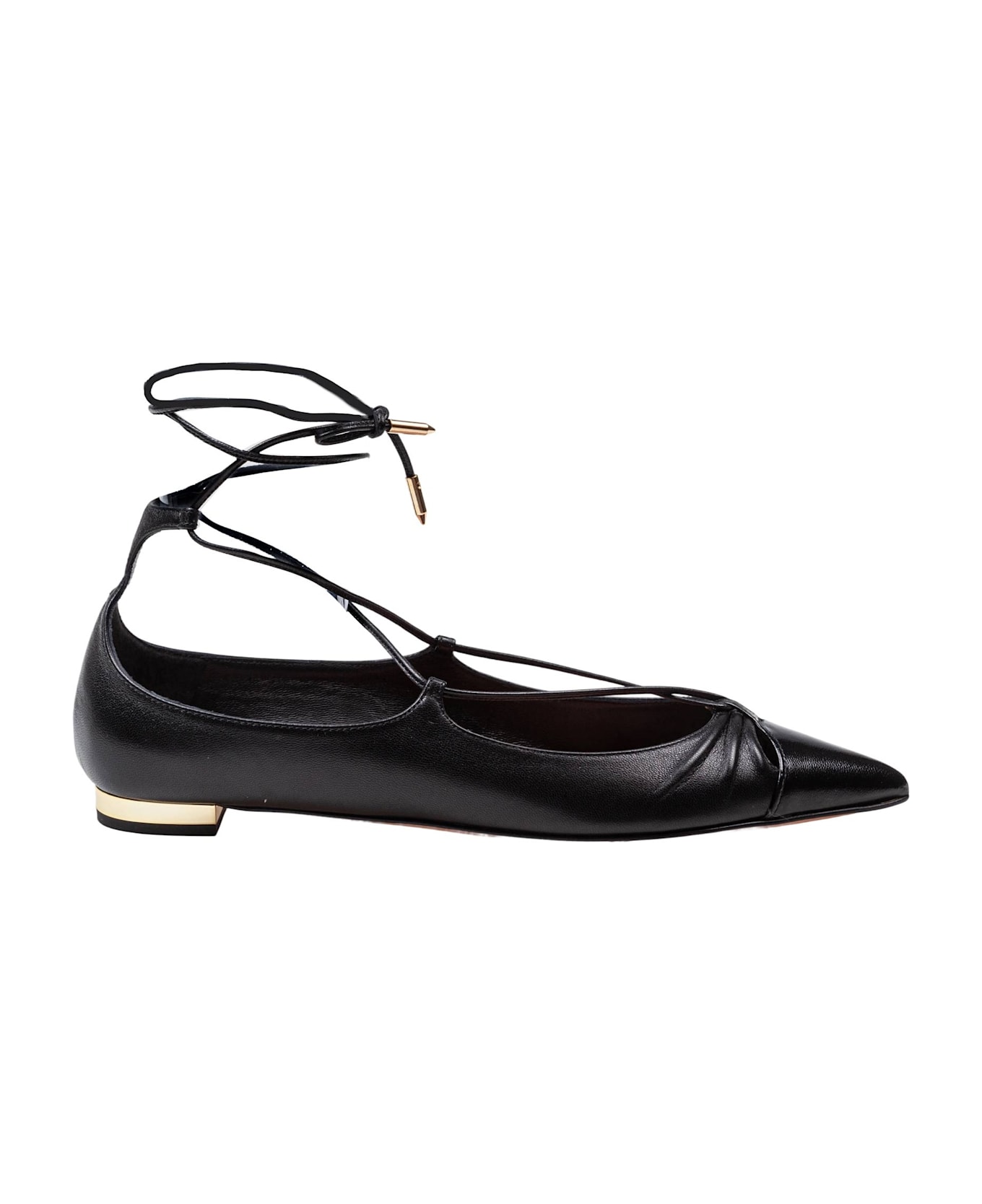 Aquazzura Gabi Flat In Nappa Color Black - Black