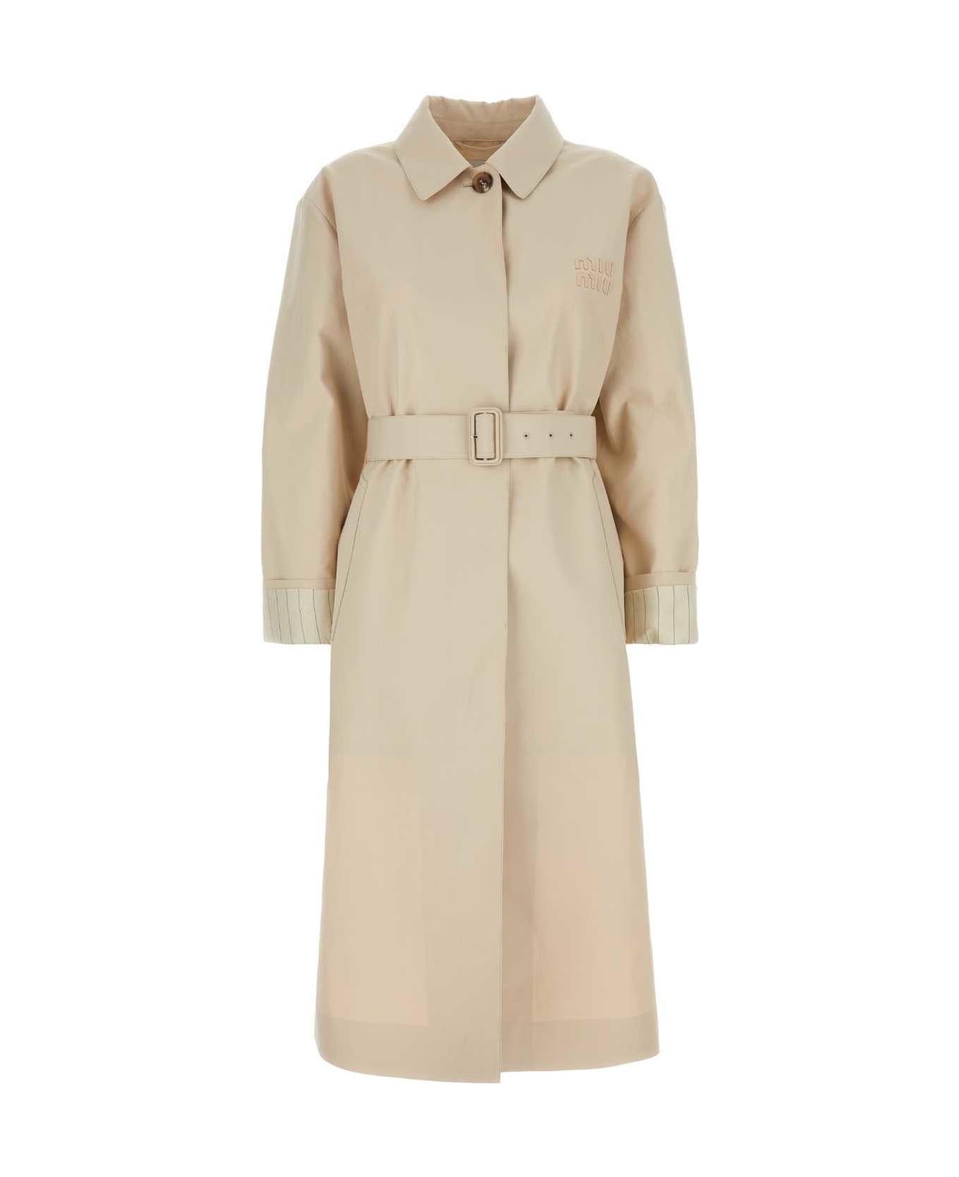 Miu Miu Sand Cotton Trench Coat - NATURALE