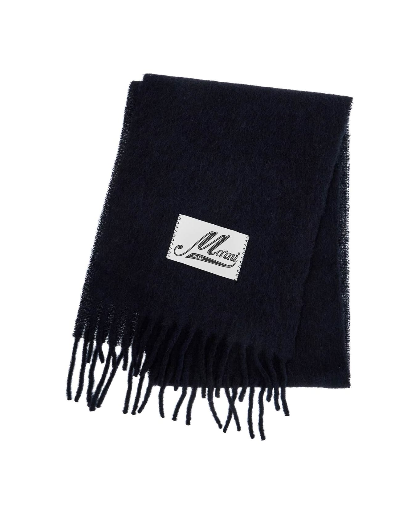 Marni Midnight Blue Alpaca Blend Scarf - BLUBLACK