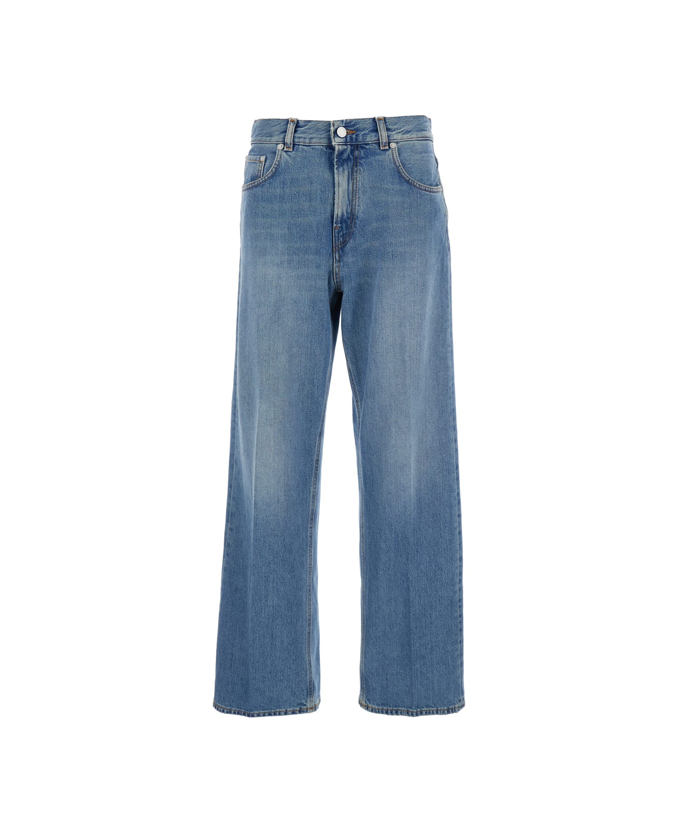 Haikure Blue Jeans With Five Pocket Design And Logo Patch On The Back In Denim Woman - Blu