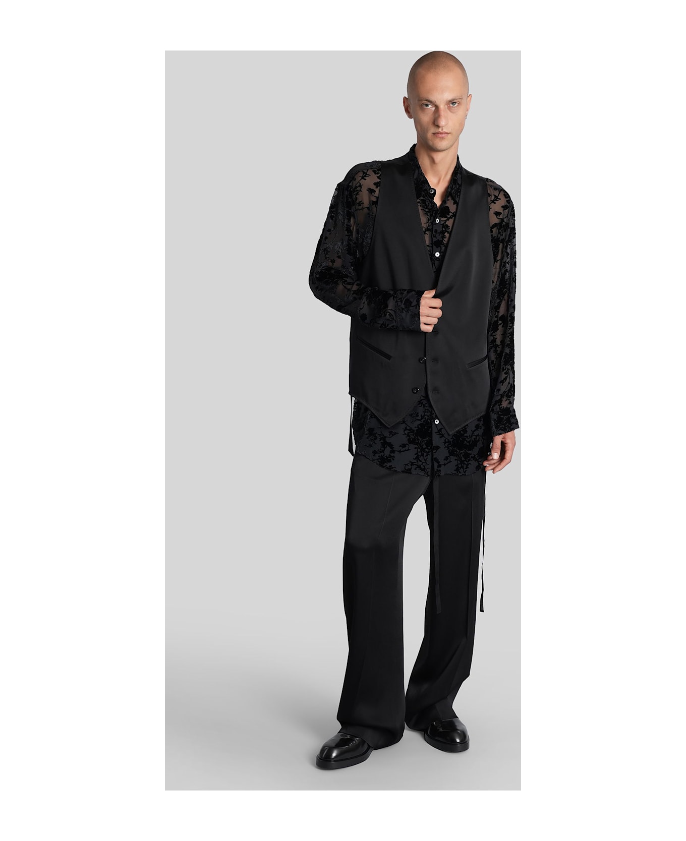Ann Demeulemeester Juikko Vest In Black Acetate - black