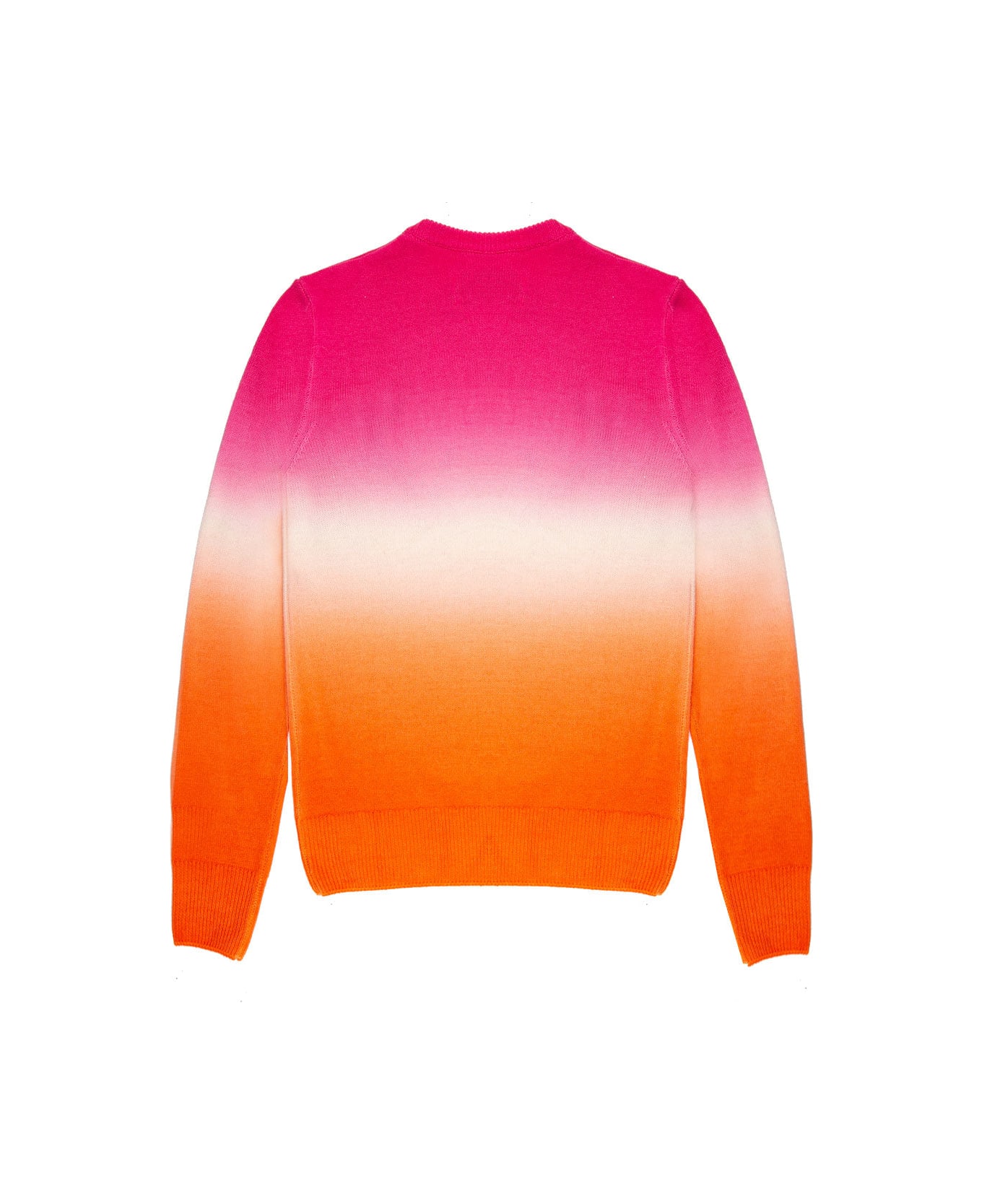 MC2 Saint Barth Fucsia And Orange Degradé Woman Sweater Ancora Tu Writing - PINK