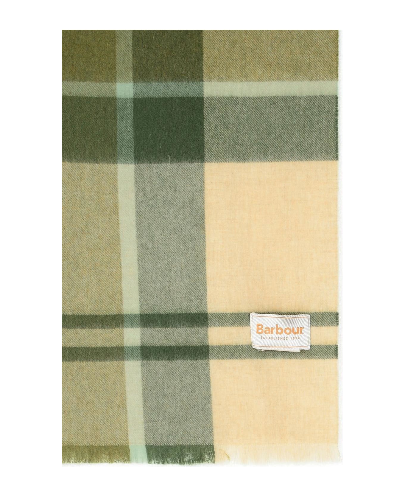 Barbour Rosefield Tartan Frayed Edege Scarf - Ancient Loden