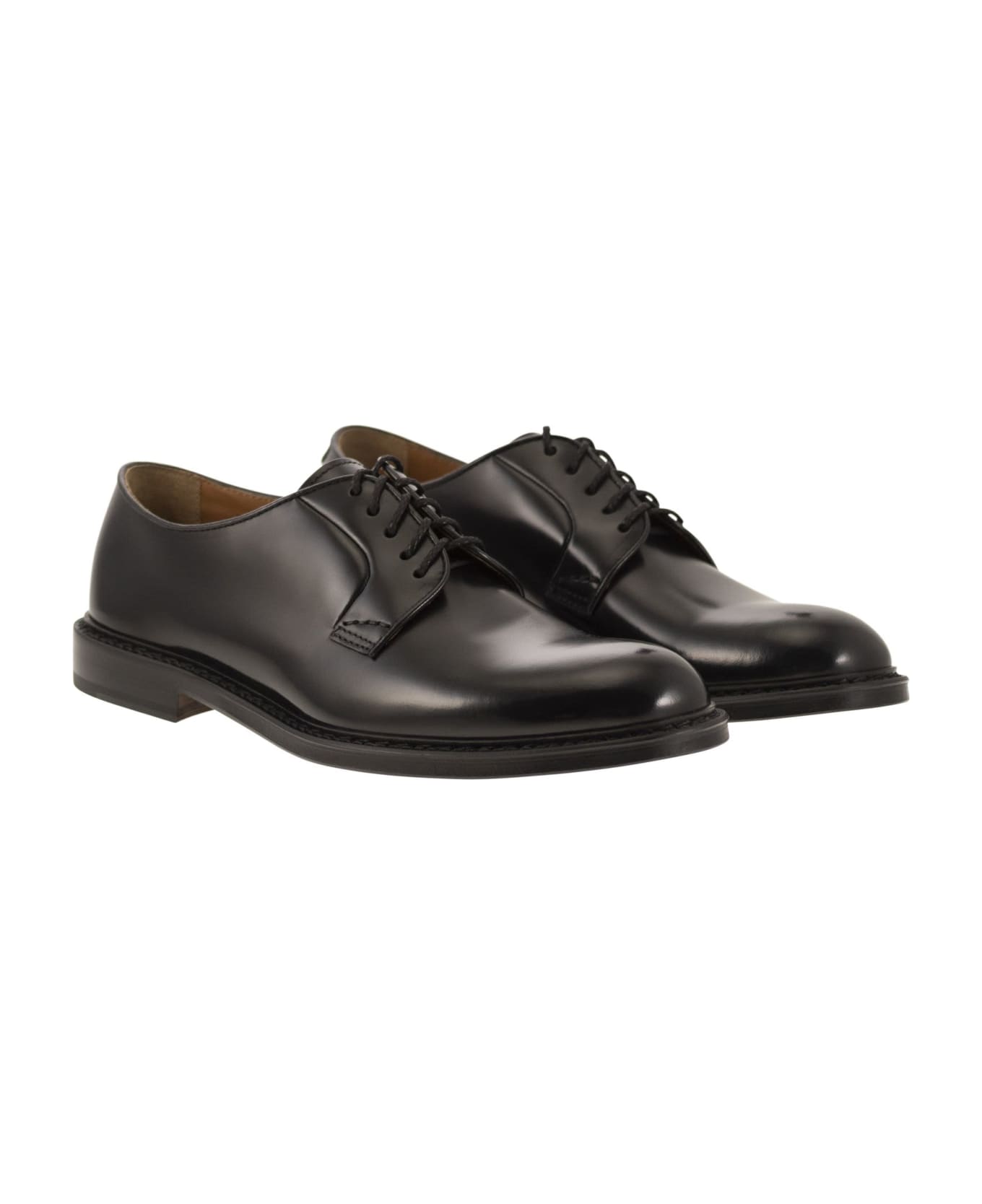 Doucal's Smooth Leather Derby - Black
