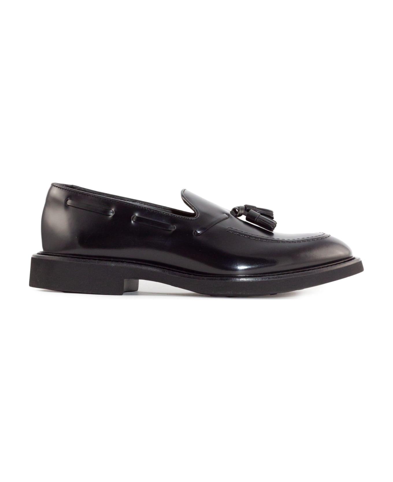 Doucal's Black Brushed Leather Loafers - NERO F.DO NERO