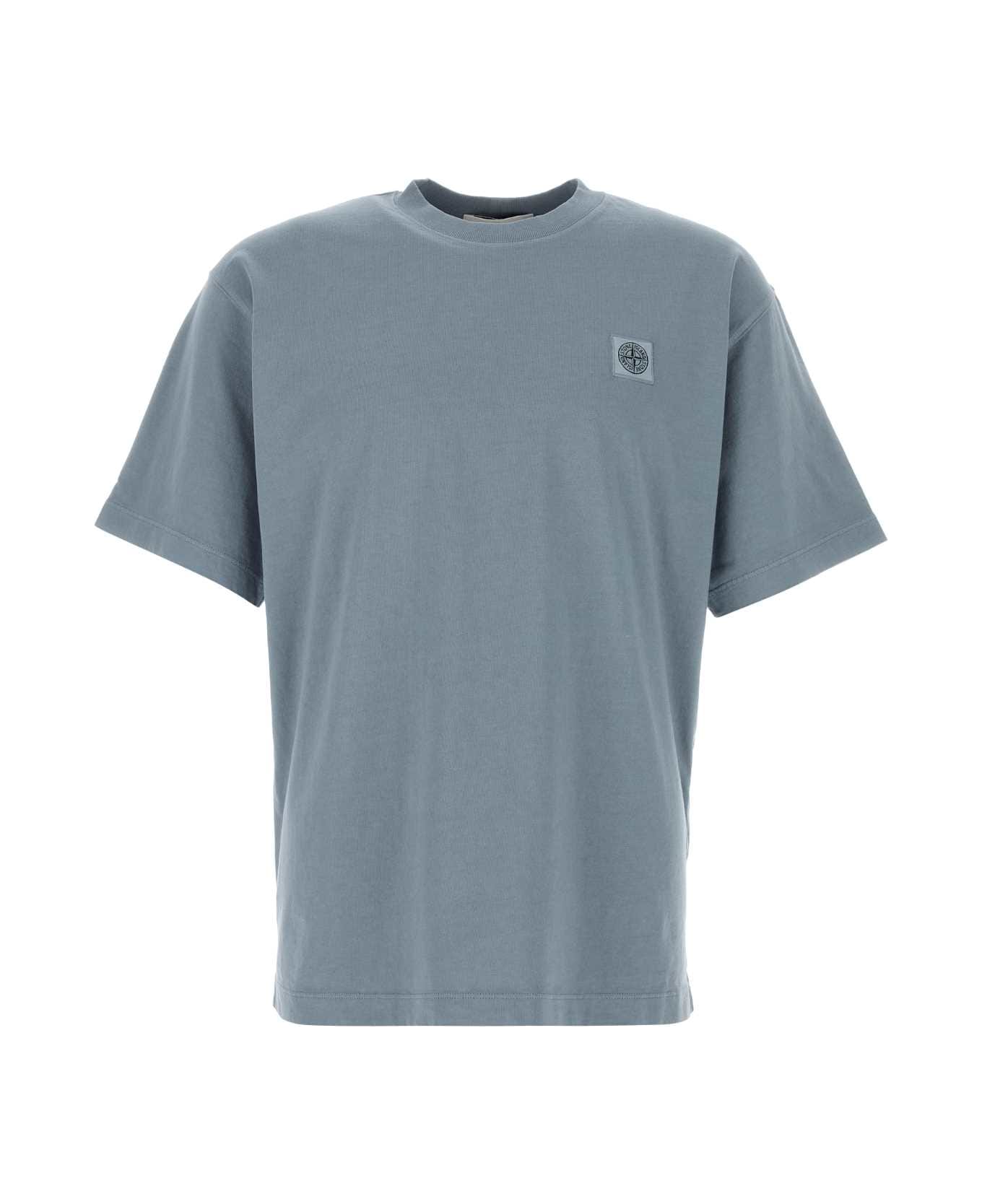Stone Island Air Force Blue Cotton T-shirt - DARKBLUE