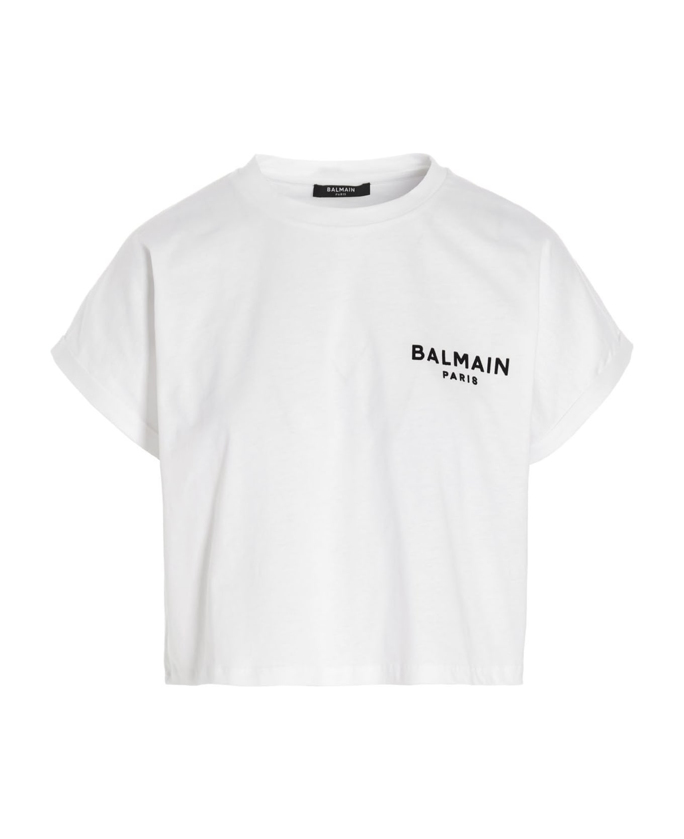 Balmain Cotton Crew-neck T-shirt - Gab Blanc Noir Tシャツ