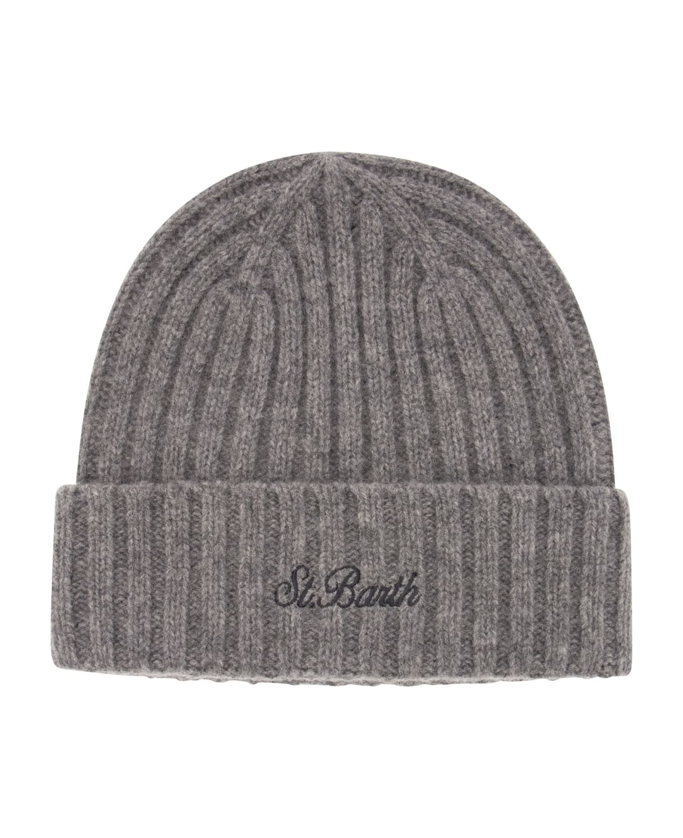 MC2 Saint Barth Wool Hat With Embroidery - Grey