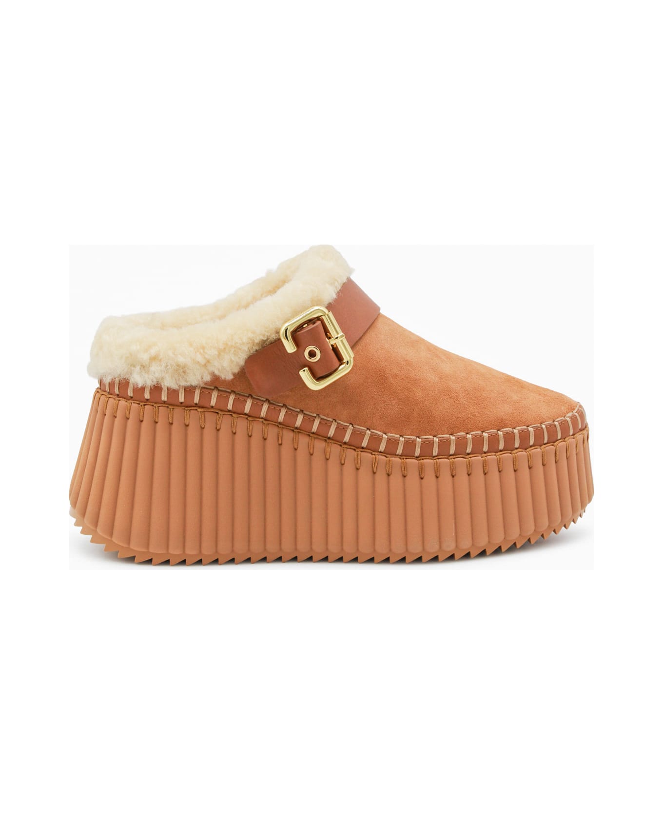 Chloé Brown Leather Sandals - POTTERY BROWN