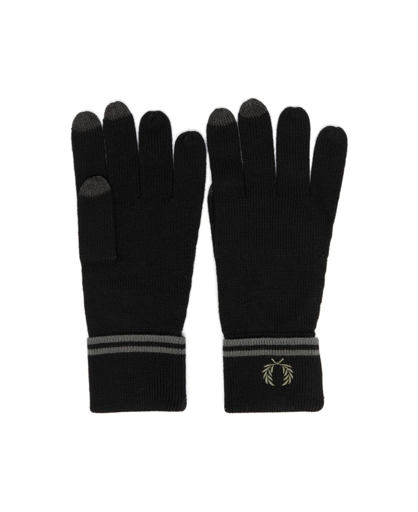 Fred Perry Fp Twin Tipped Merino Wool Gloves - Black Field Grn 手袋